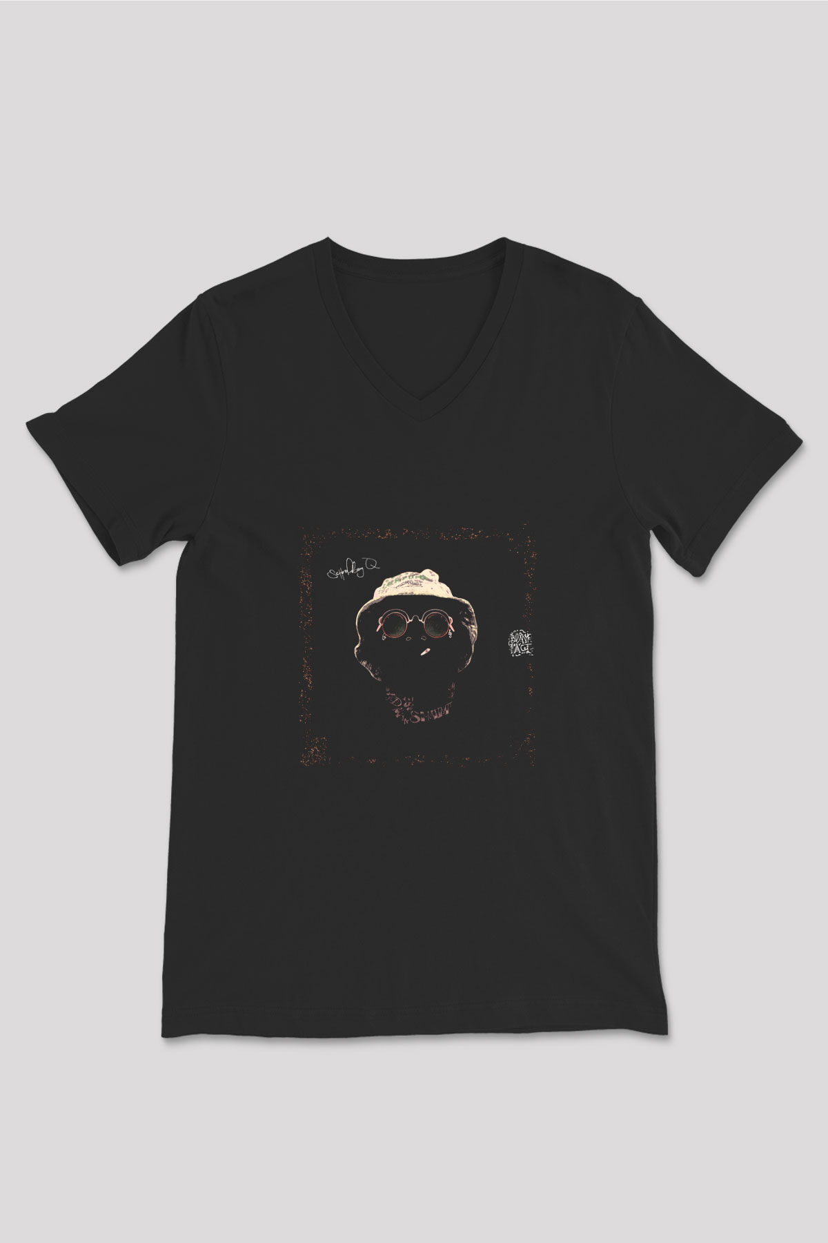 Schoolboy Q Baskılı Unisex Siyah V Yaka Tişört