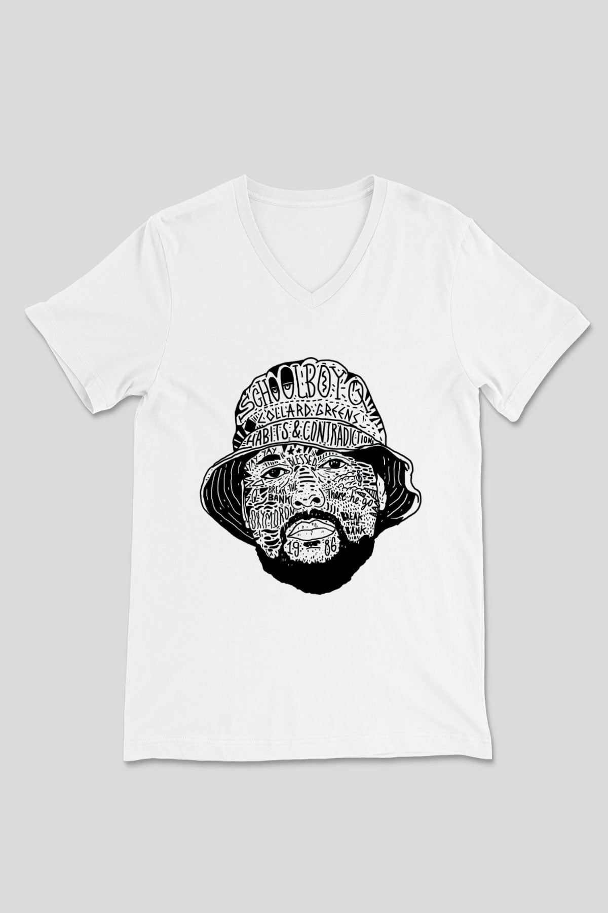 Schoolboy Q Beyaz Unisex V Yaka Tişört
