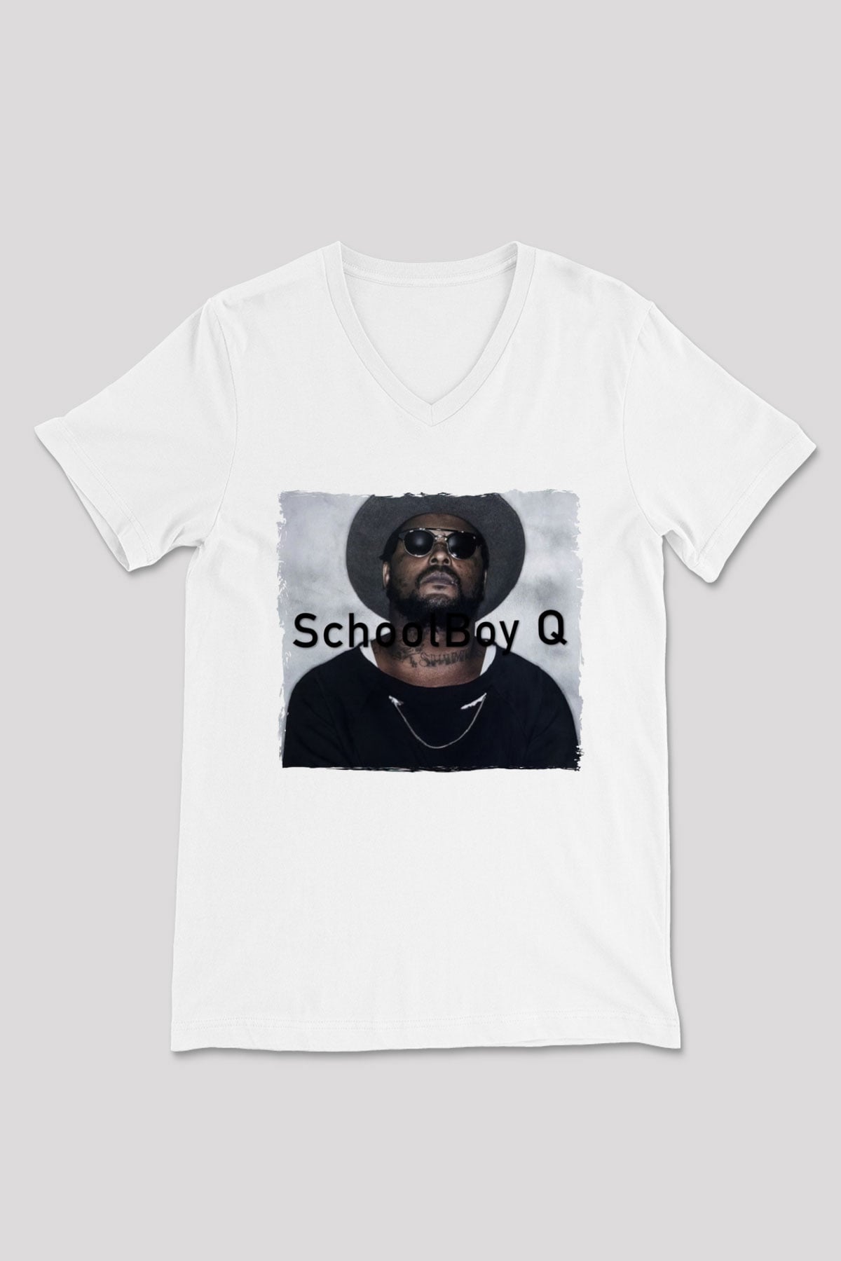 Schoolboy Q Beyaz Unisex V Yaka Tişört