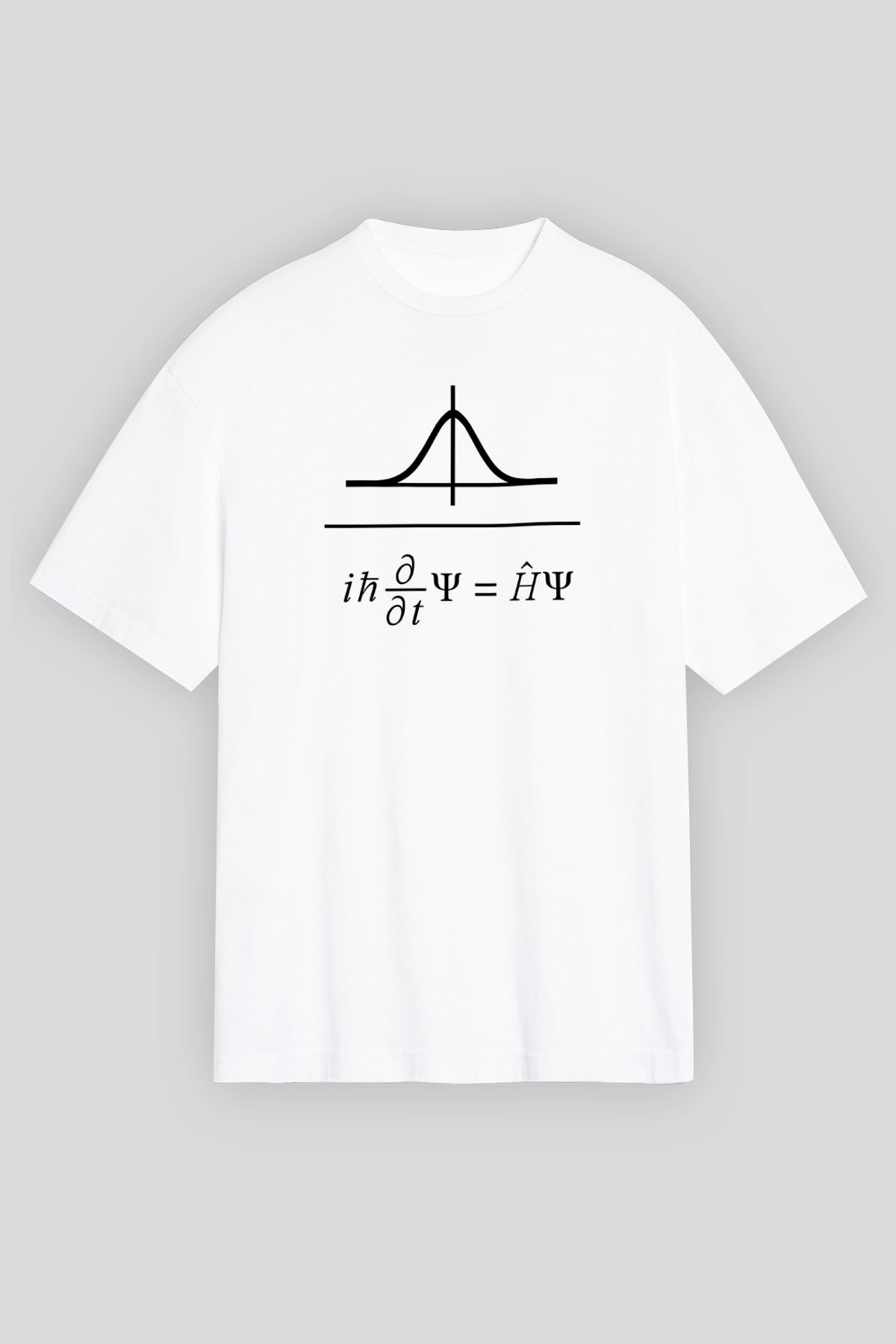 Schrödinger Dalga Denklemi Baskılı Unisex Oversize Beyaz Tişört - Tshirt