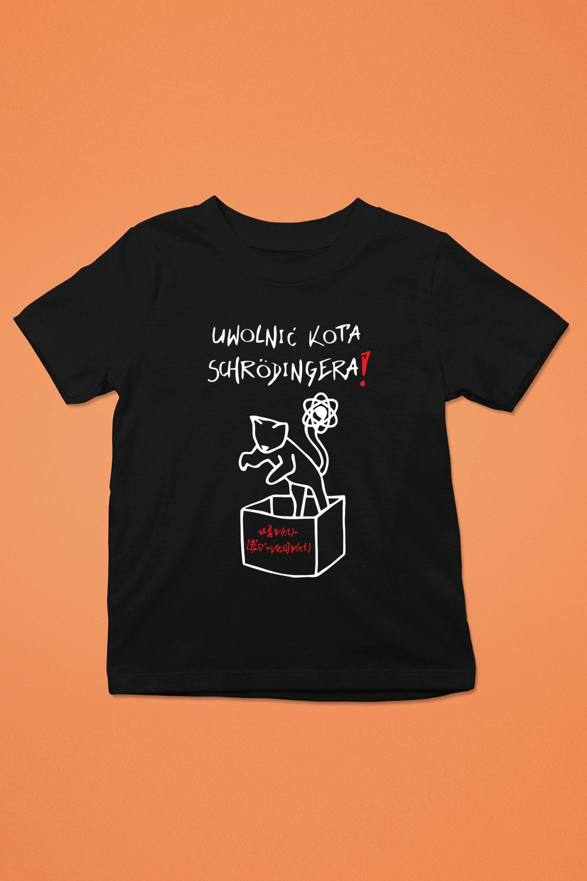 Schrödingerin Kedisi  Baskılı Unisex Siyah Çocuk Tişört