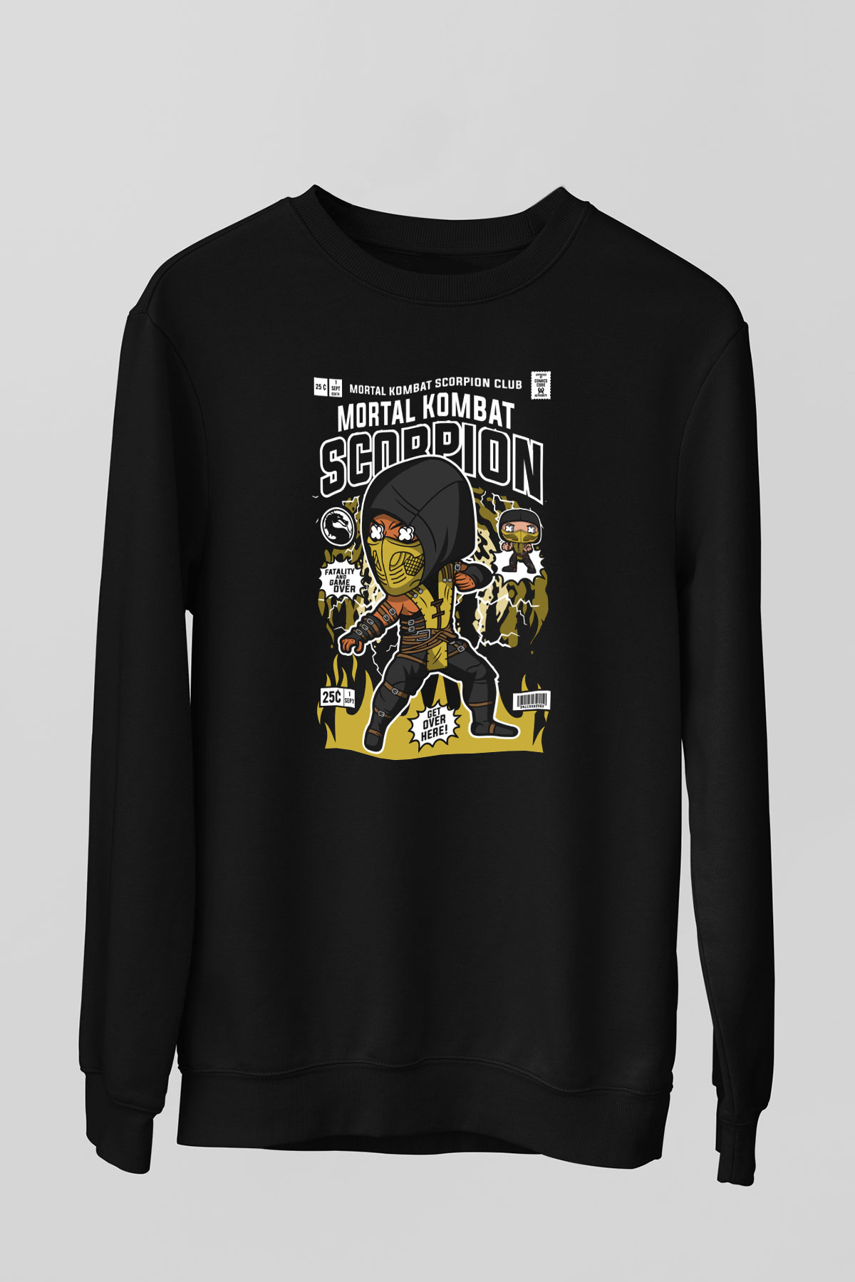 Scorpion Baskılı Unisex Siyah Sweatshirt