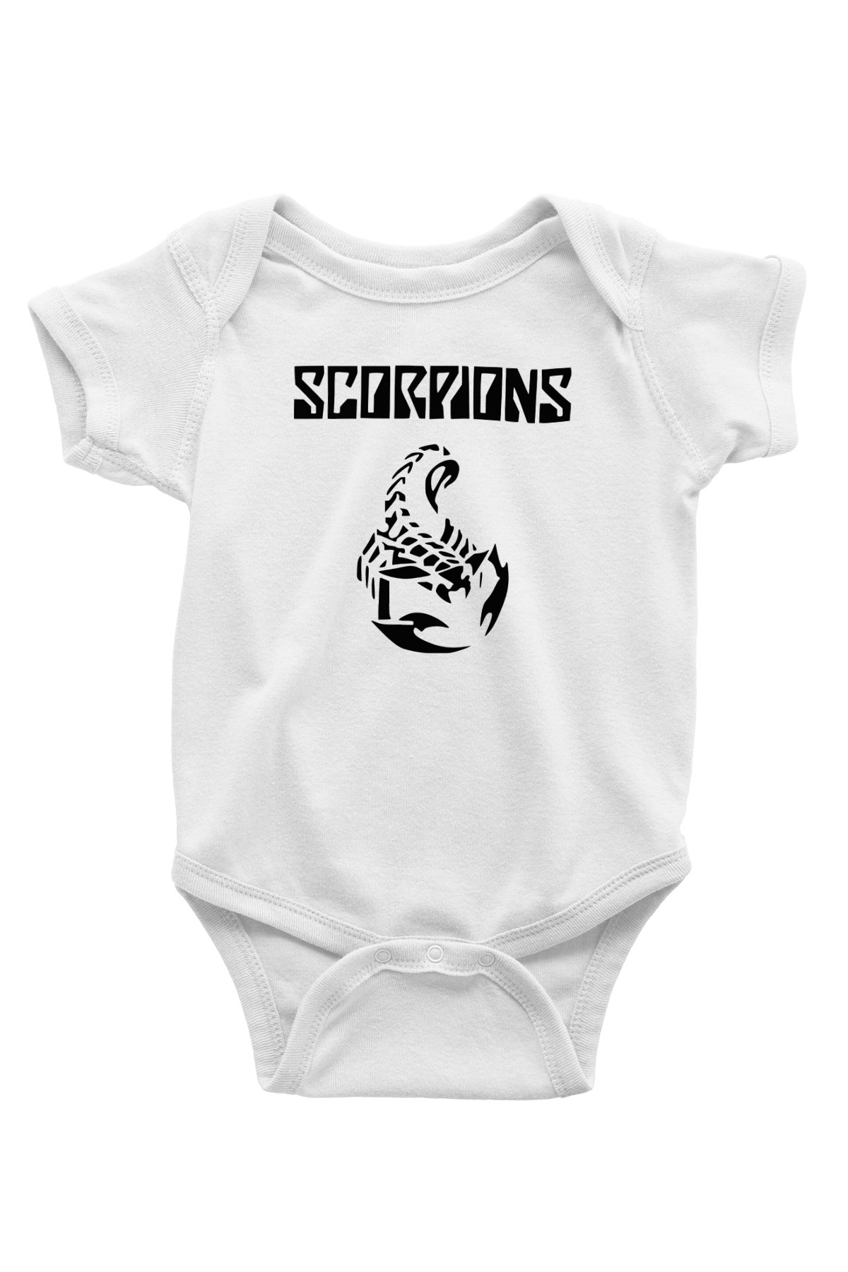 Scorpions Baskılı Beyaz Unisex Bebek Body - Zıbın