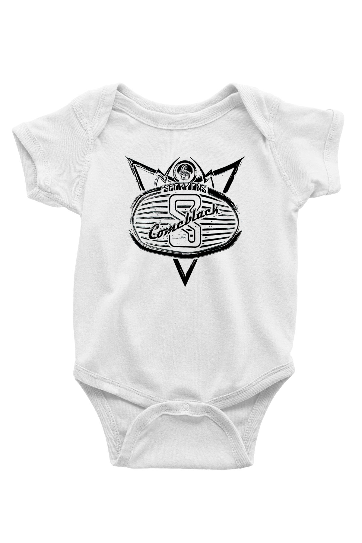 Scorpions Baskılı Beyaz Unisex Bebek Body - Zıbın