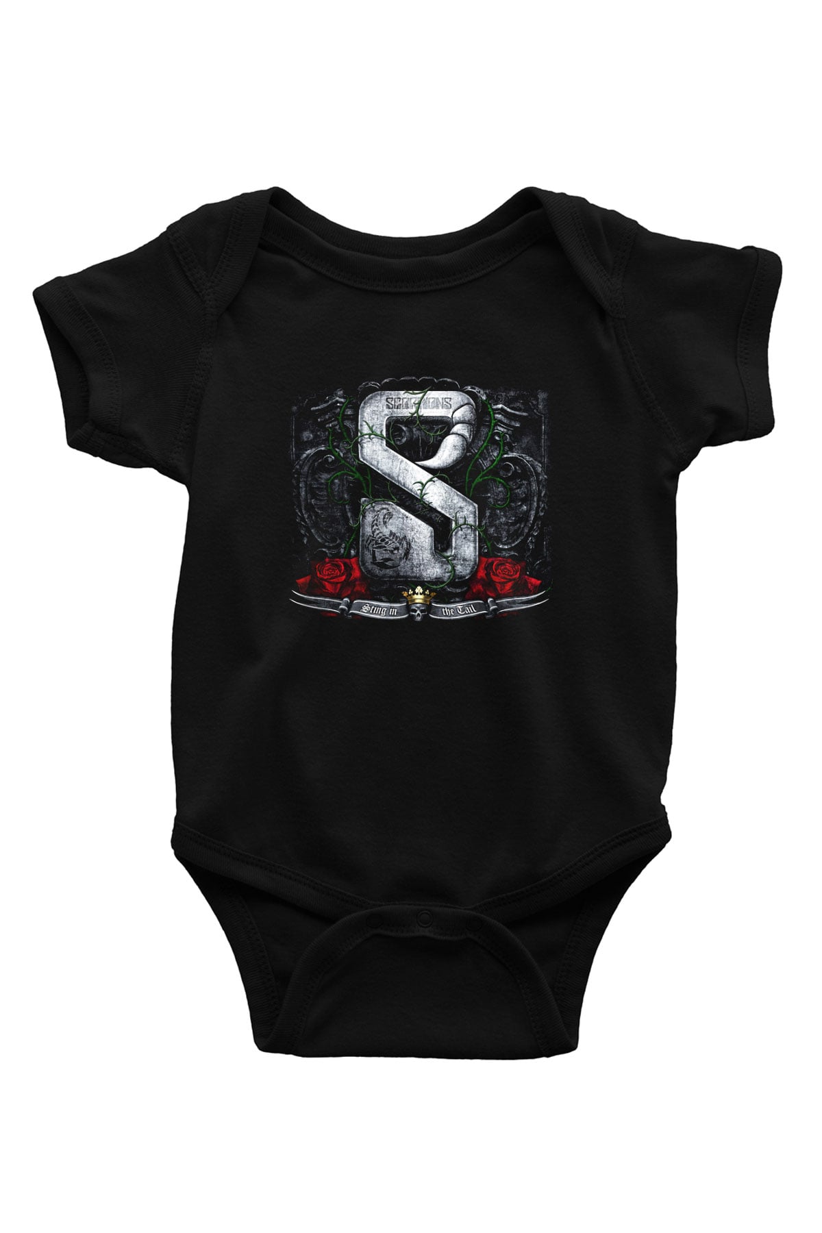 Scorpions Baskılı Siyah Bebek Body - Zıbın