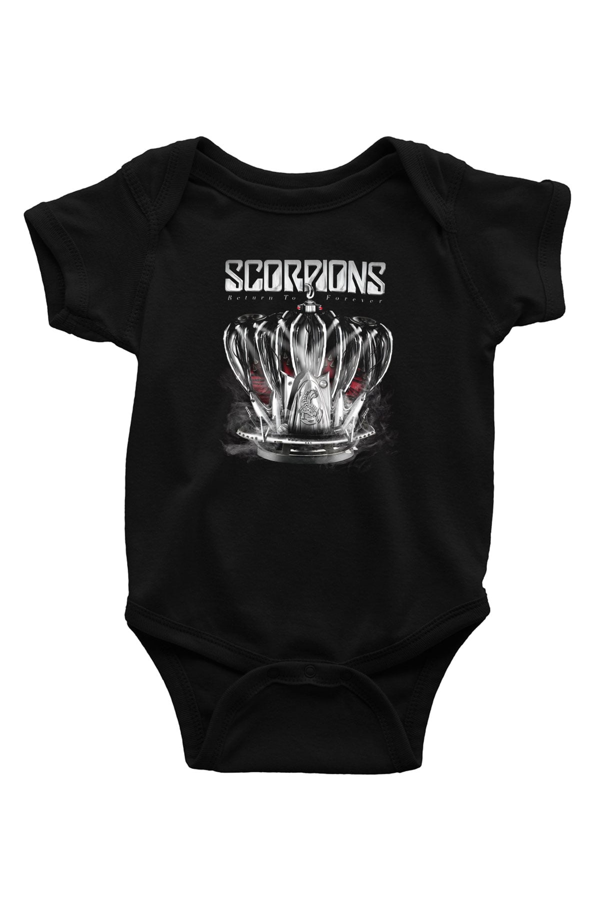Scorpions Baskılı Siyah Bebek Body - Zıbın