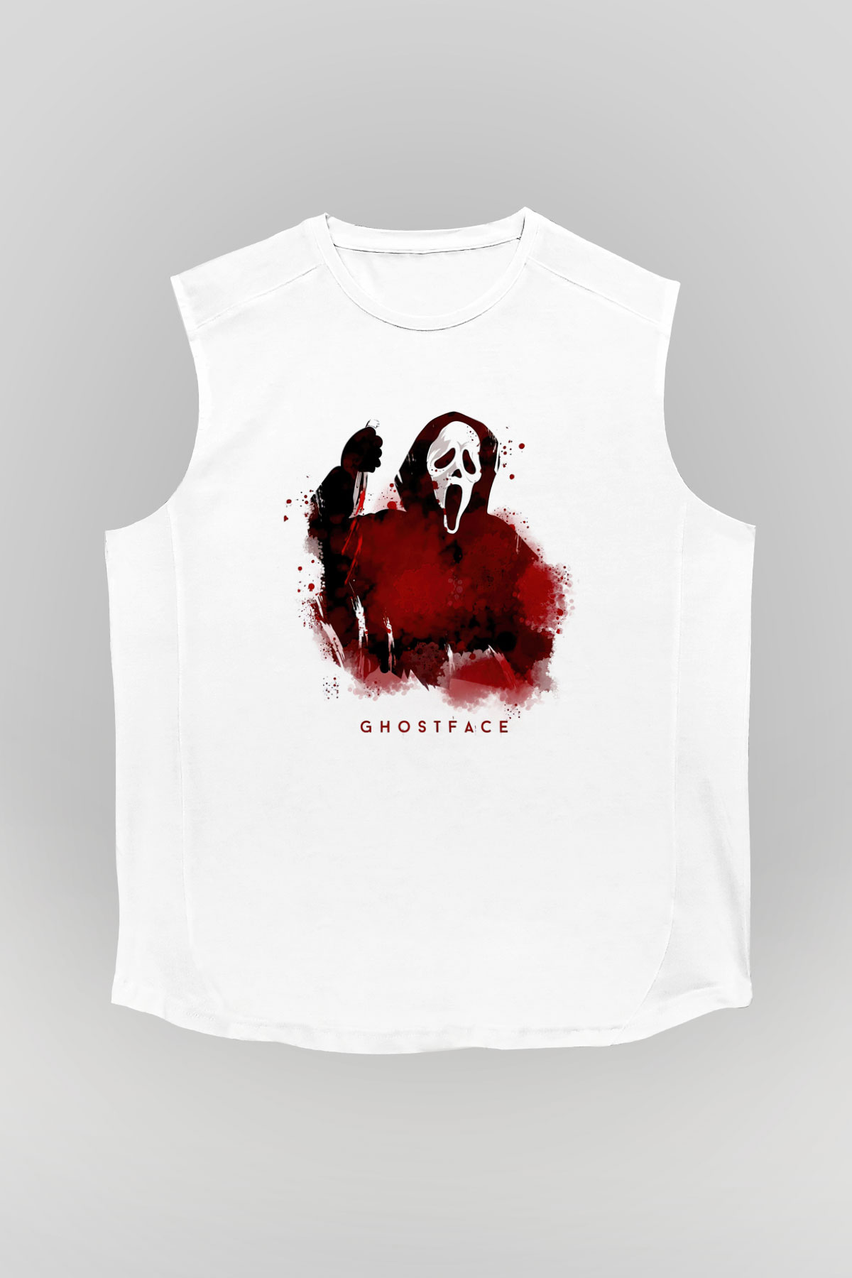 Scream Baskılı Unisex Beyaz  Kolsuz Tişört