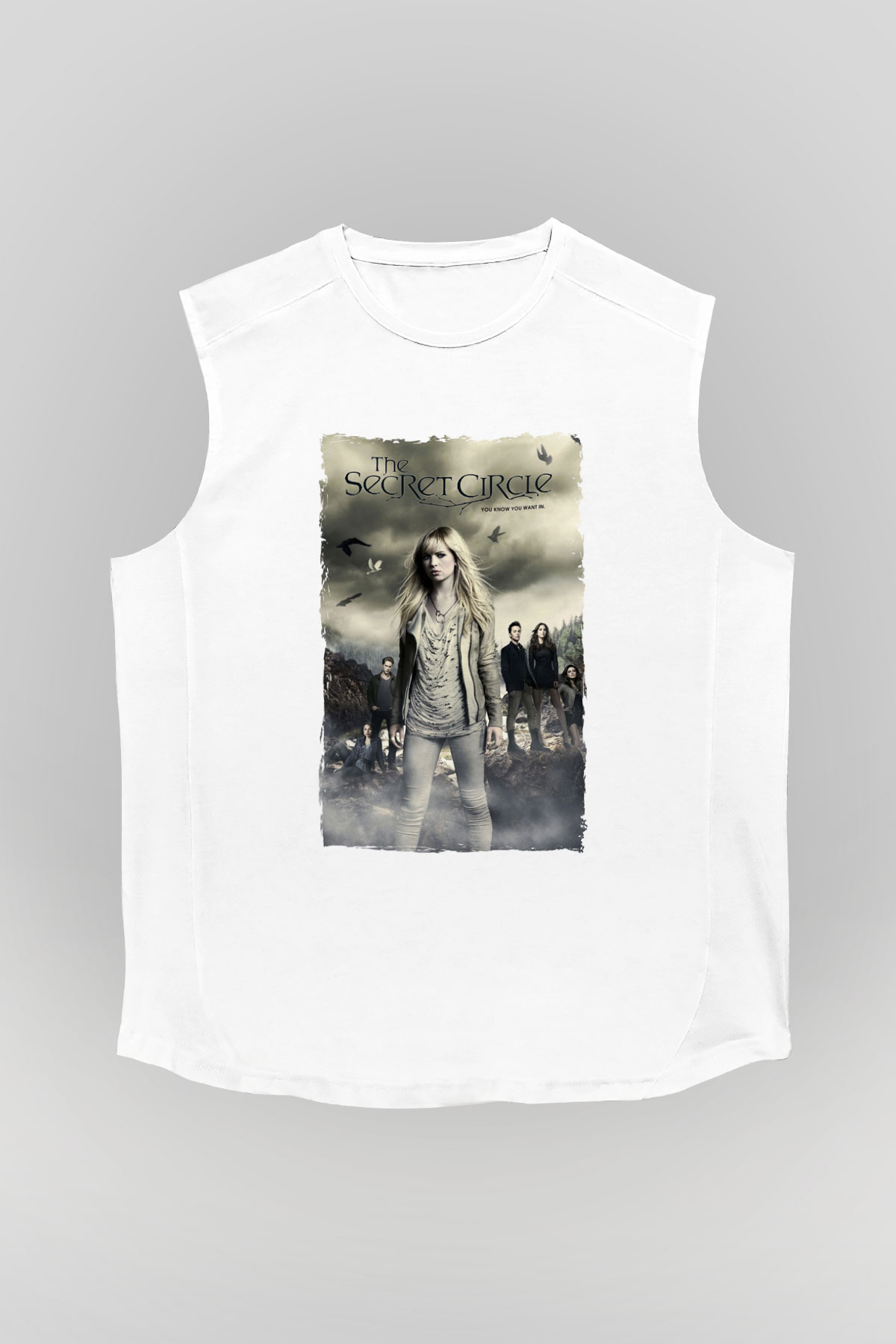 Secret Circle Beyaz Unisex Kolsuz Tişört