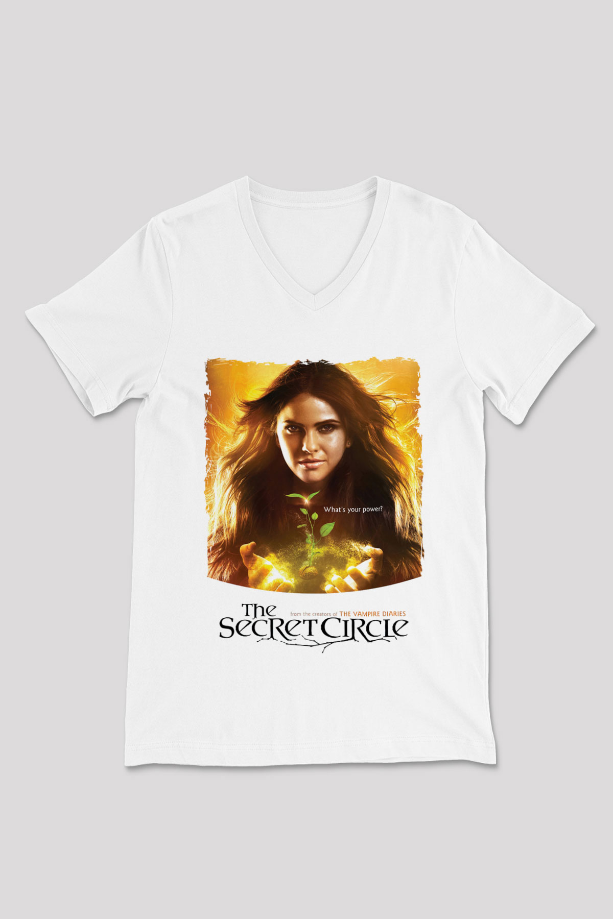 Secret Circle Beyaz Unisex V Yaka Tişört