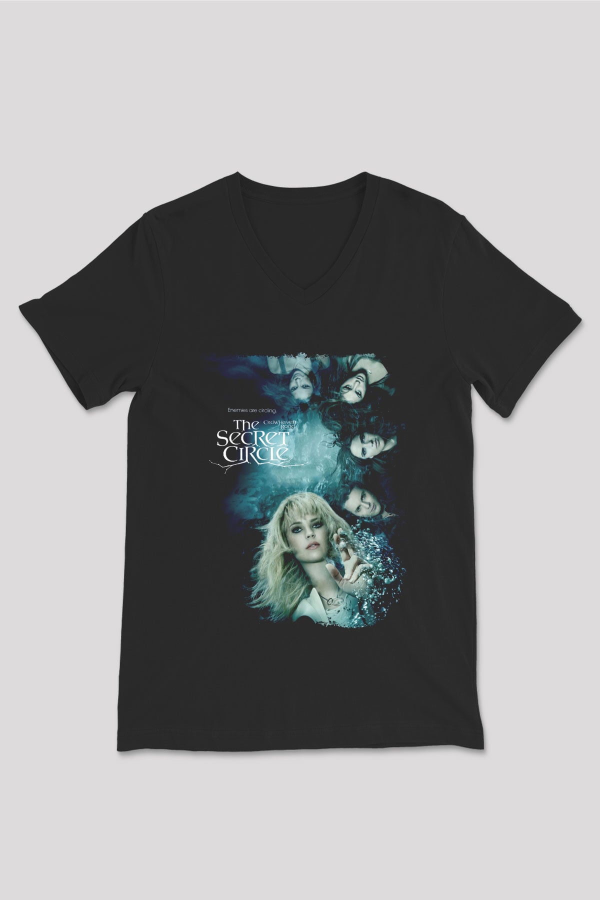 Secret Circle Siyah Unisex V Yaka Tişört
