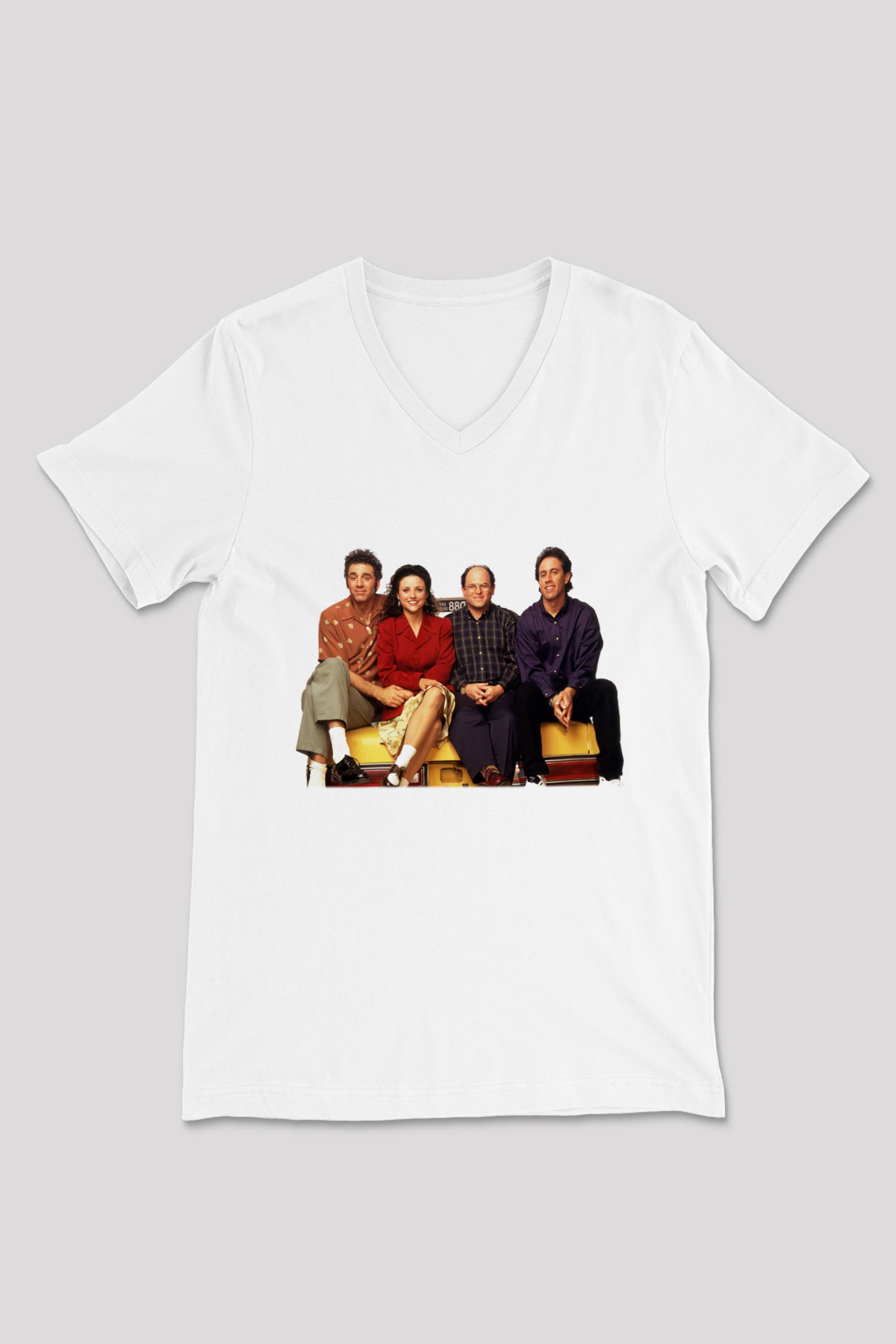 Seinfeld Beyaz Unisex V Yaka Tişört T-Shirt