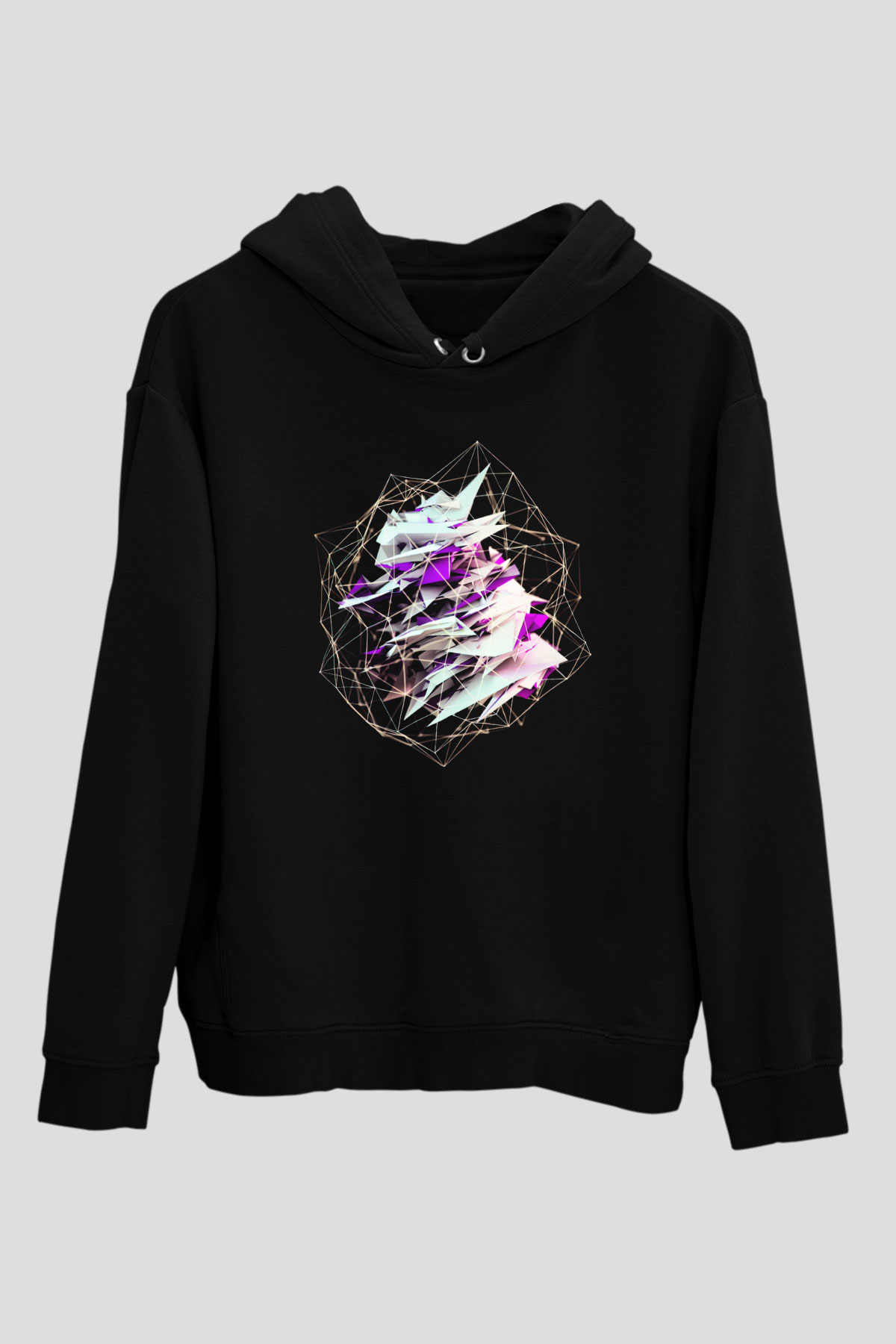 Şekil Siyah Unisex Hoodie