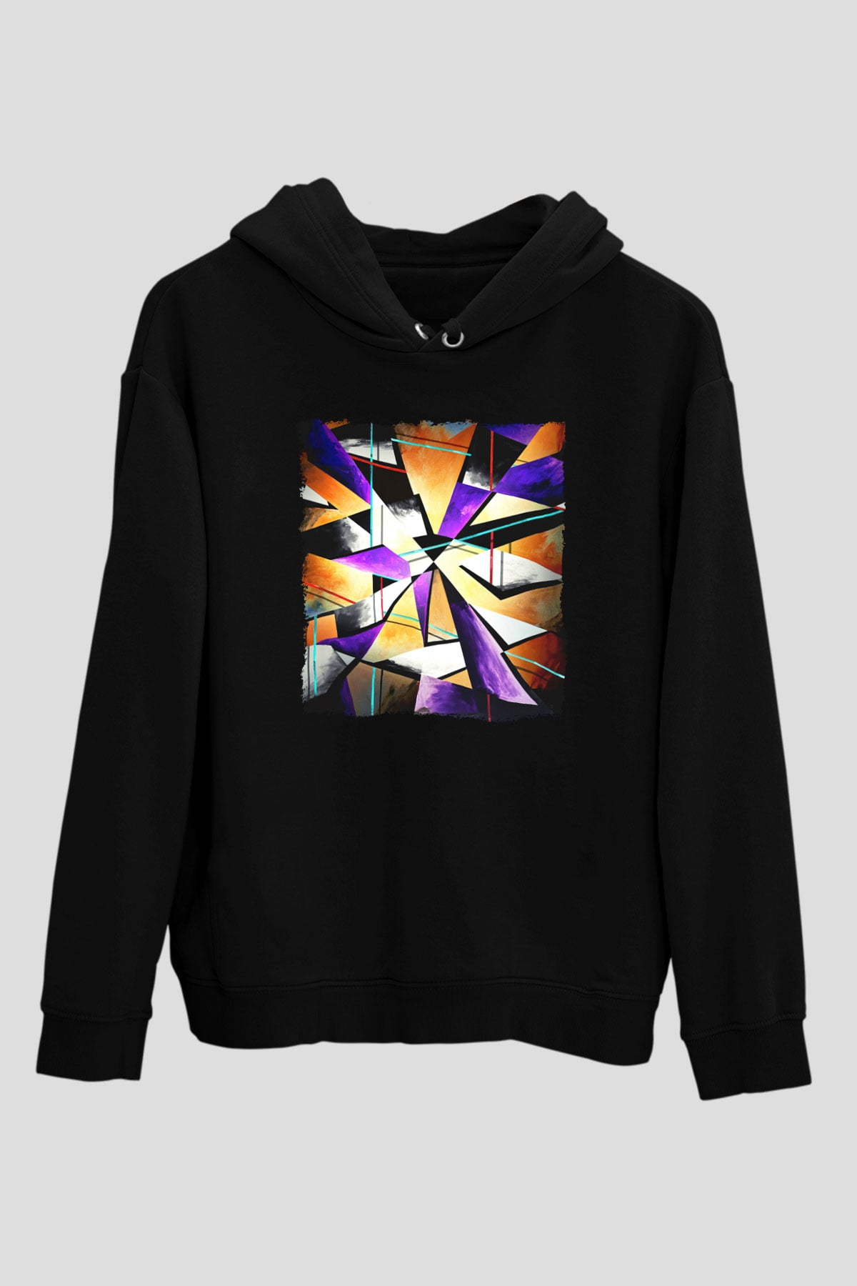 Şekil Siyah Unisex Hoodie