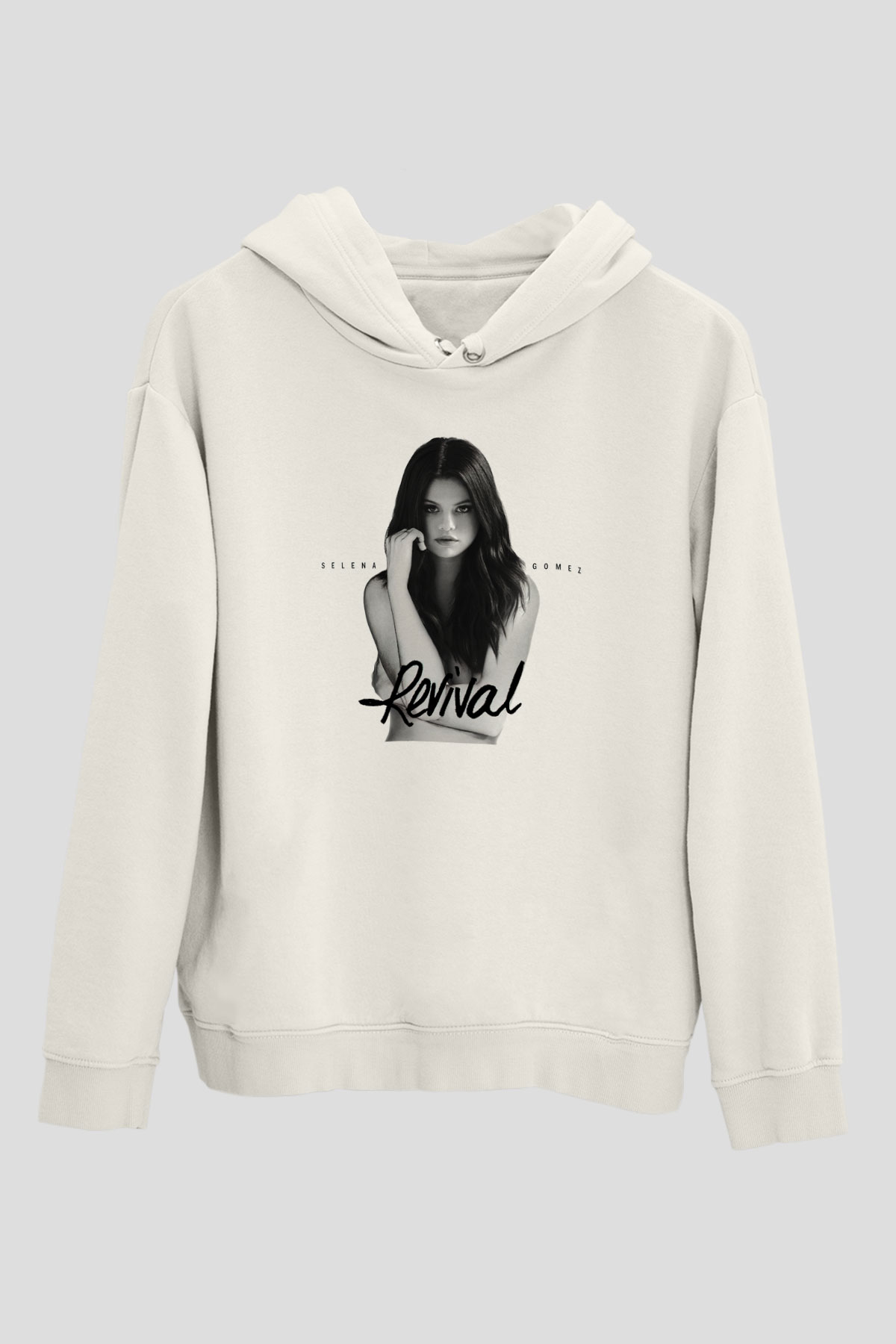 Selena Gomez Beyaz Unisex Kapşonlu Sweatshirt
