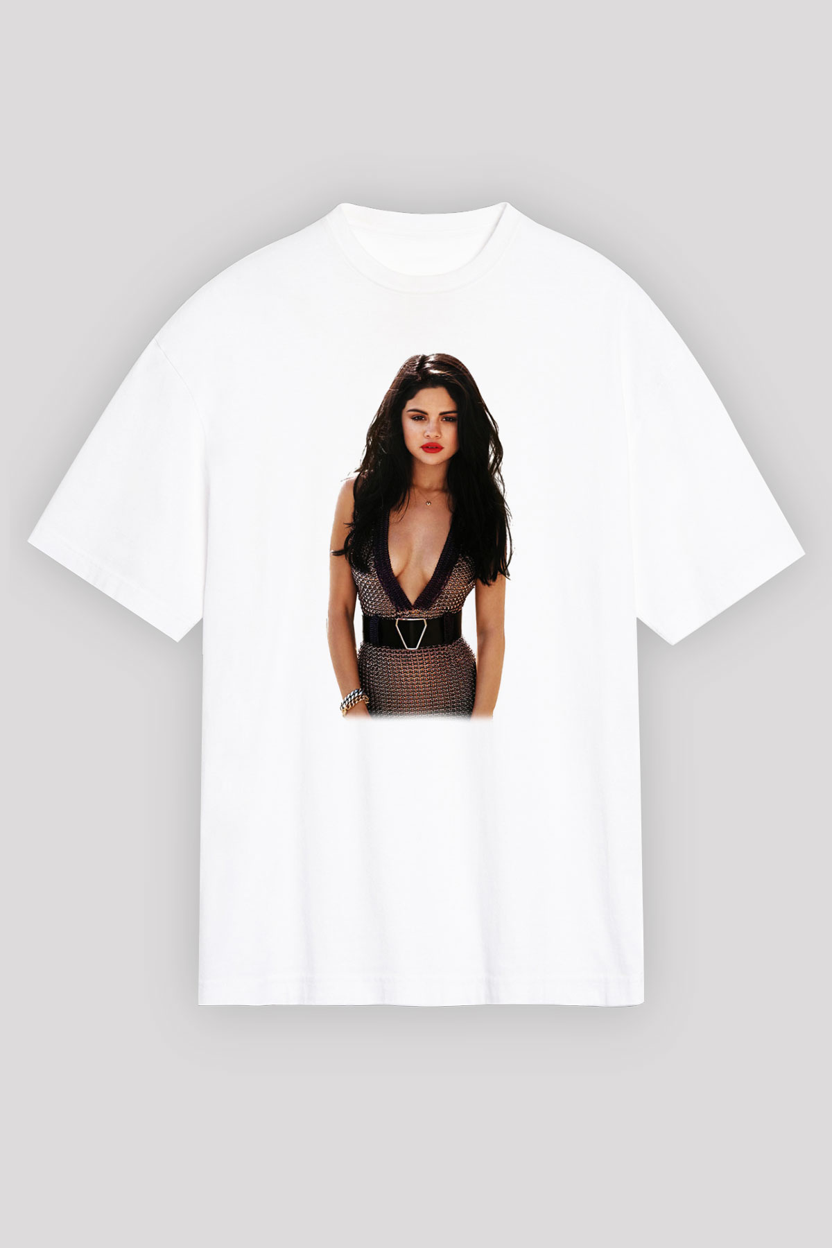 Selena Gomez Beyaz Unisex Oversize Tişört T-Shirt