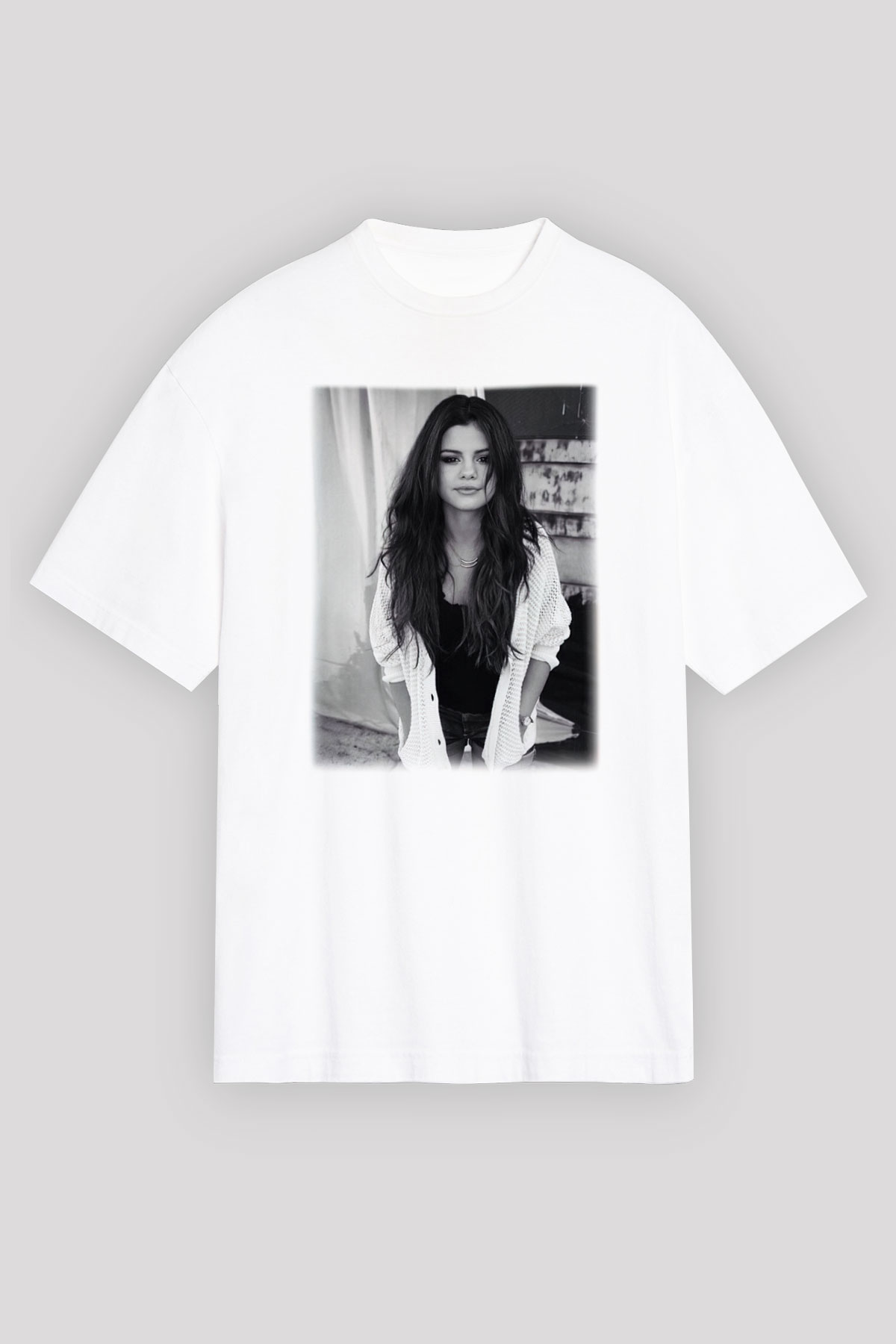 Selena Gomez Beyaz Unisex Oversize Tişört T-Shirt