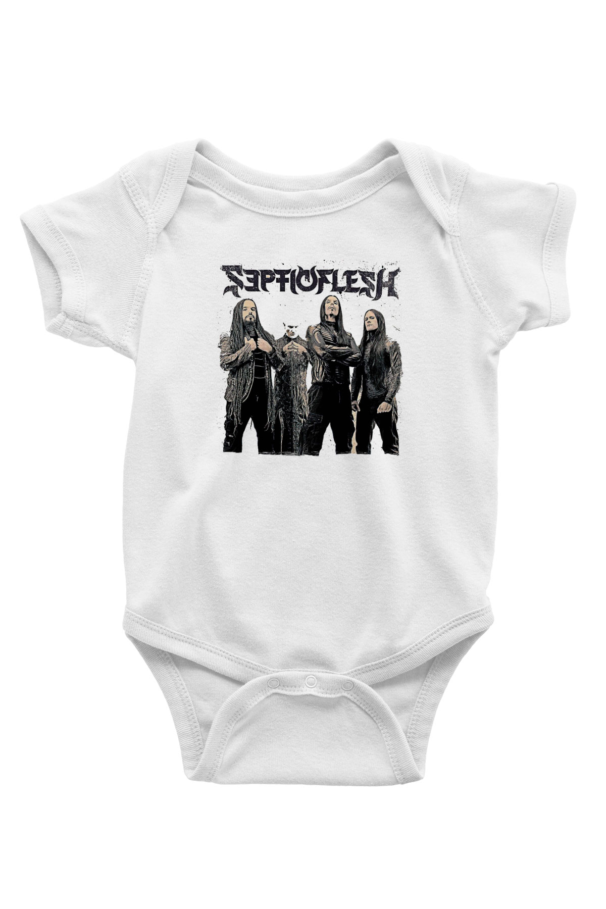 Septicflesh Baskılı Beyaz Unisex Bebek Body - Zıbın