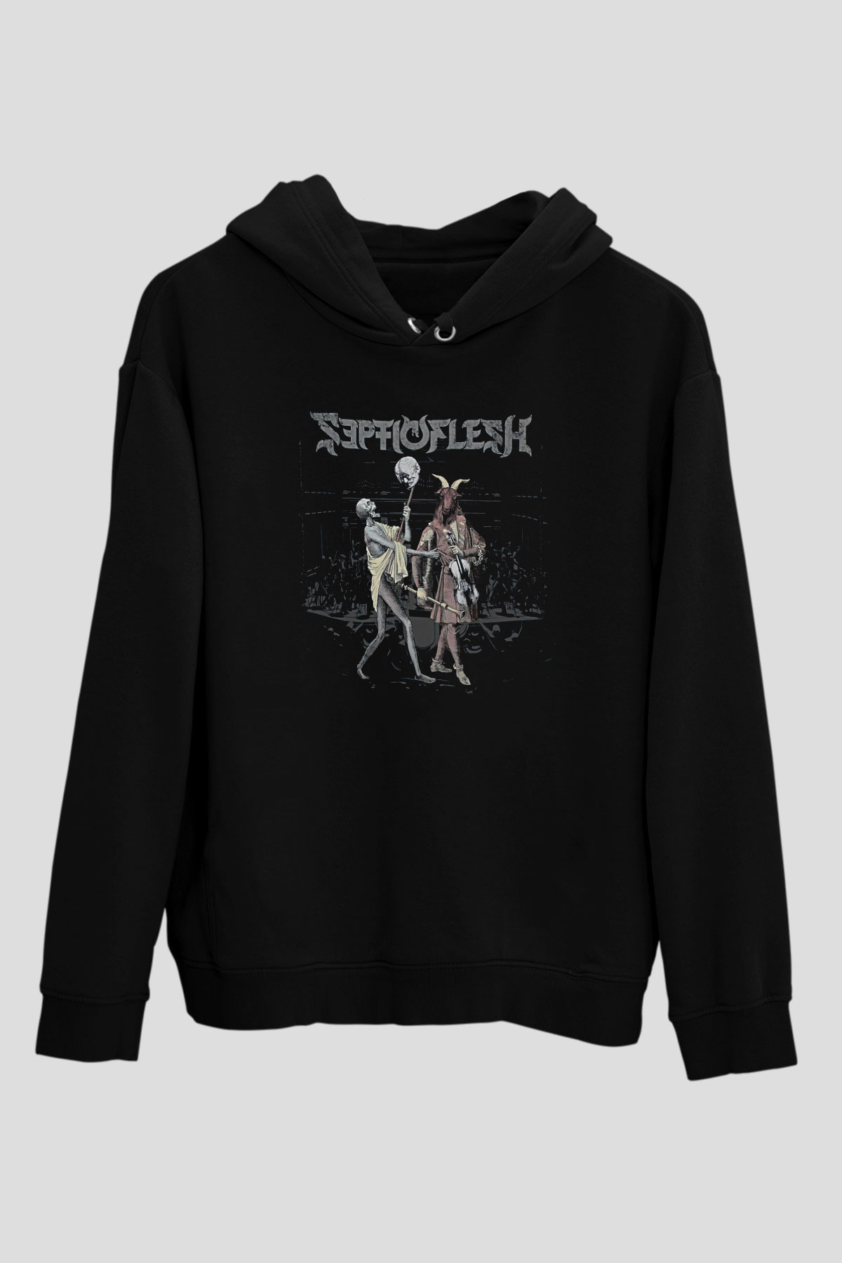 Septicflesh Baskılı Unisex Siyah Kapüşonlu Sweatshirt
