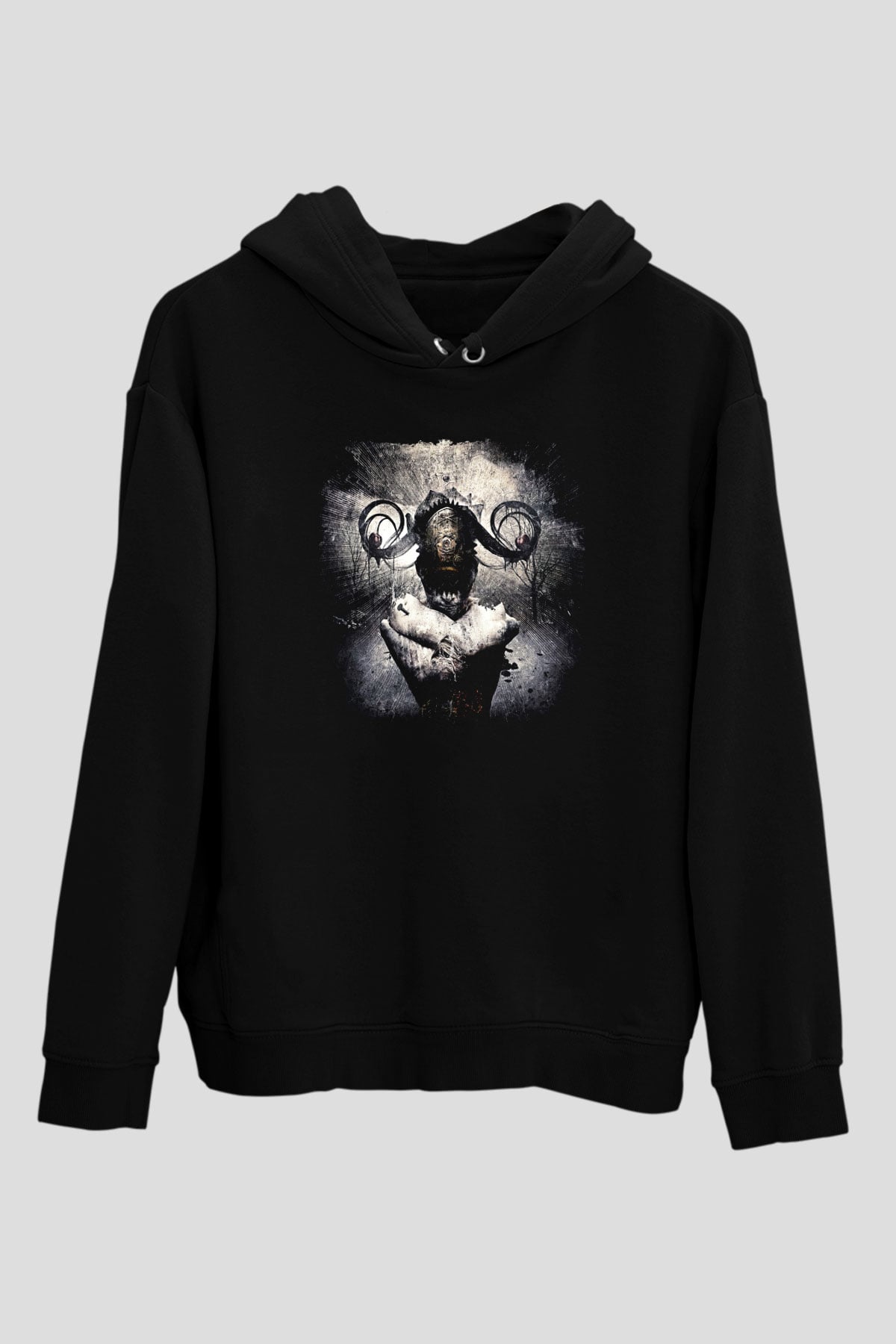 Septicflesh Baskılı Unisex Siyah Kapüşonlu Sweatshirt