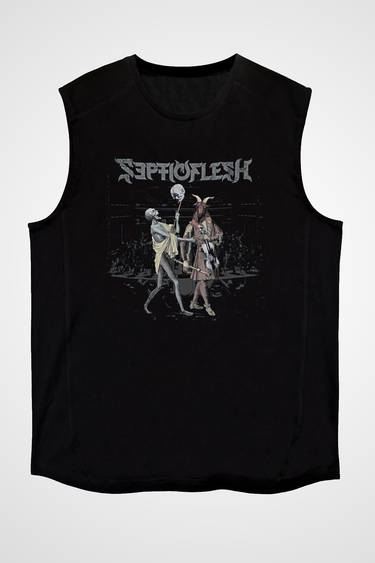 Septicflesh Baskılı Unisex Siyah Kolsuz Tişört - Tshirt