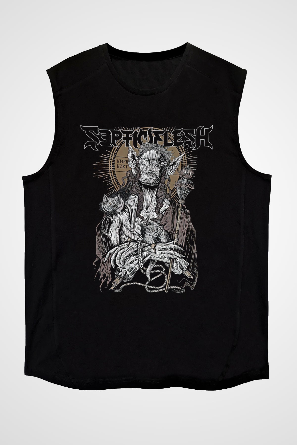 Septicflesh Baskılı Unisex Siyah Kolsuz Tişört - Tshirt