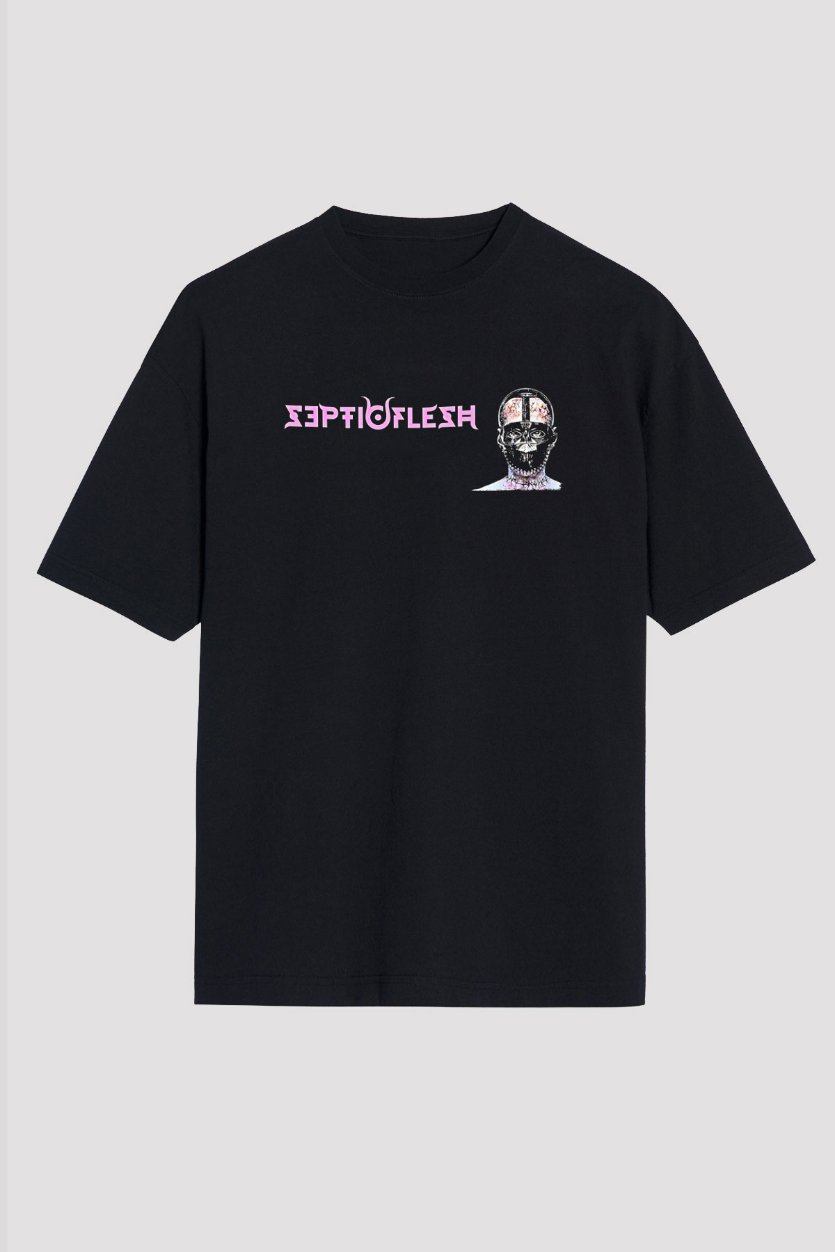 Septicflesh Baskılı Unisex Siyah Oversize Tişört - Tshirt