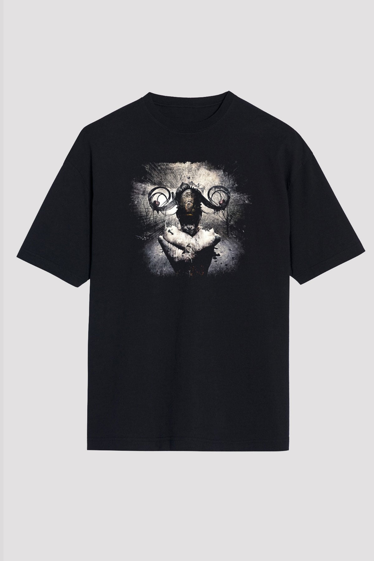 Septicflesh Baskılı Unisex Siyah Oversize Tişört - Tshirt