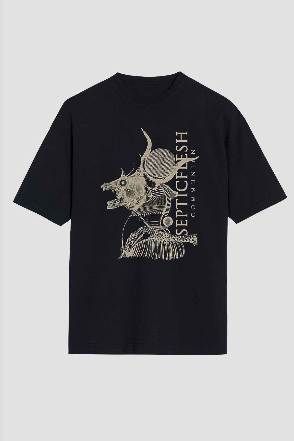 Septicflesh Baskılı Unisex Siyah Oversize Tişört - Tshirt