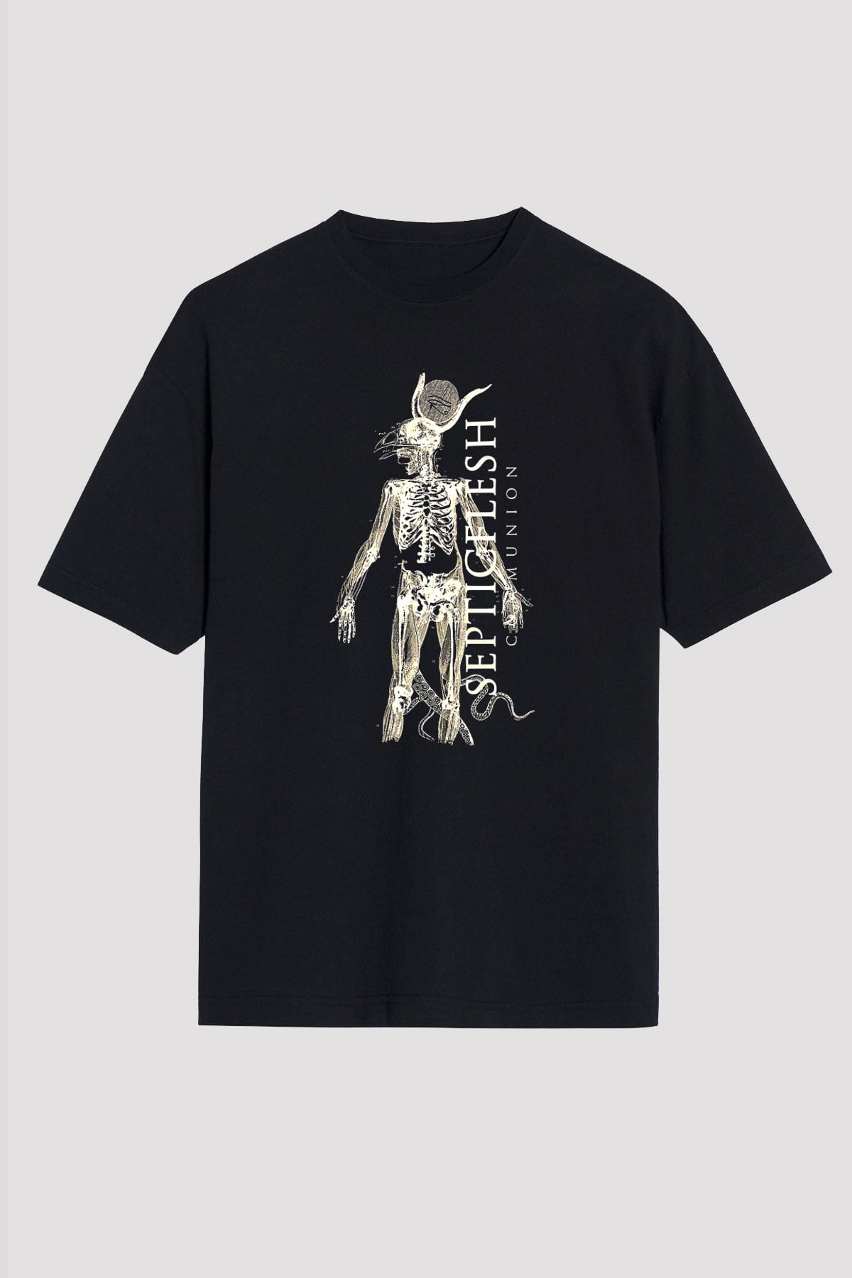 Septicflesh Baskılı Unisex Siyah Oversize Tişört - Tshirt