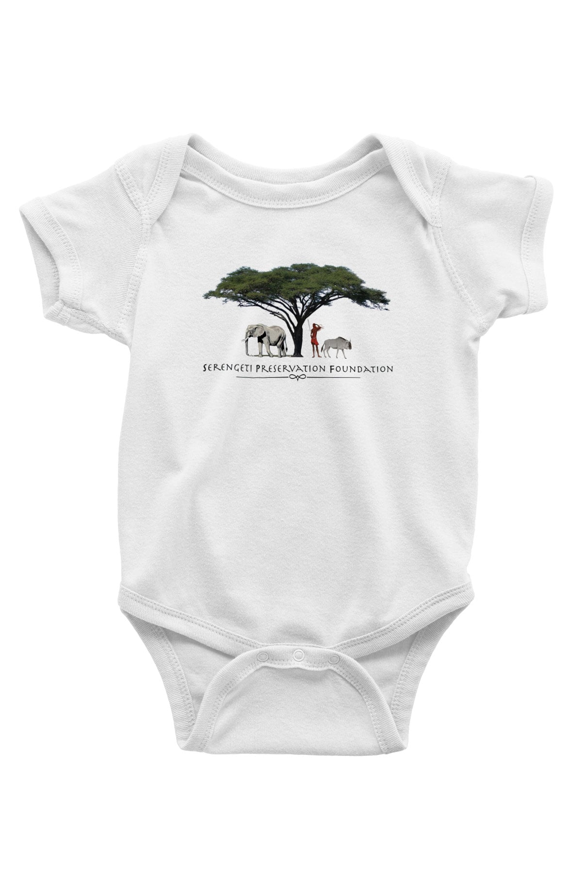 Serengeti Milli Park Baskılı Beyaz Unisex Bebek Body - Zıbın