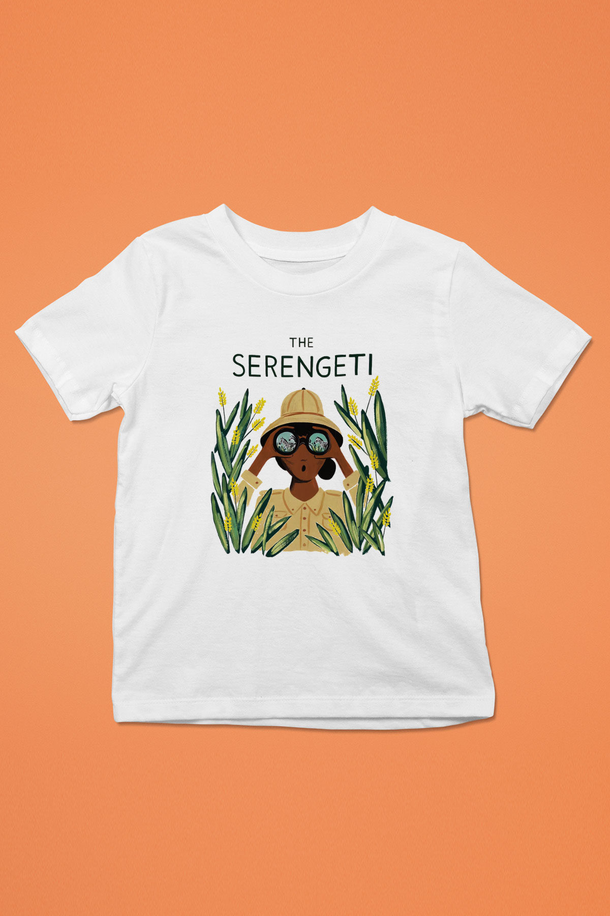 Serengeti Milli Park Baskılı Beyaz Unisex Çocuk Tişört