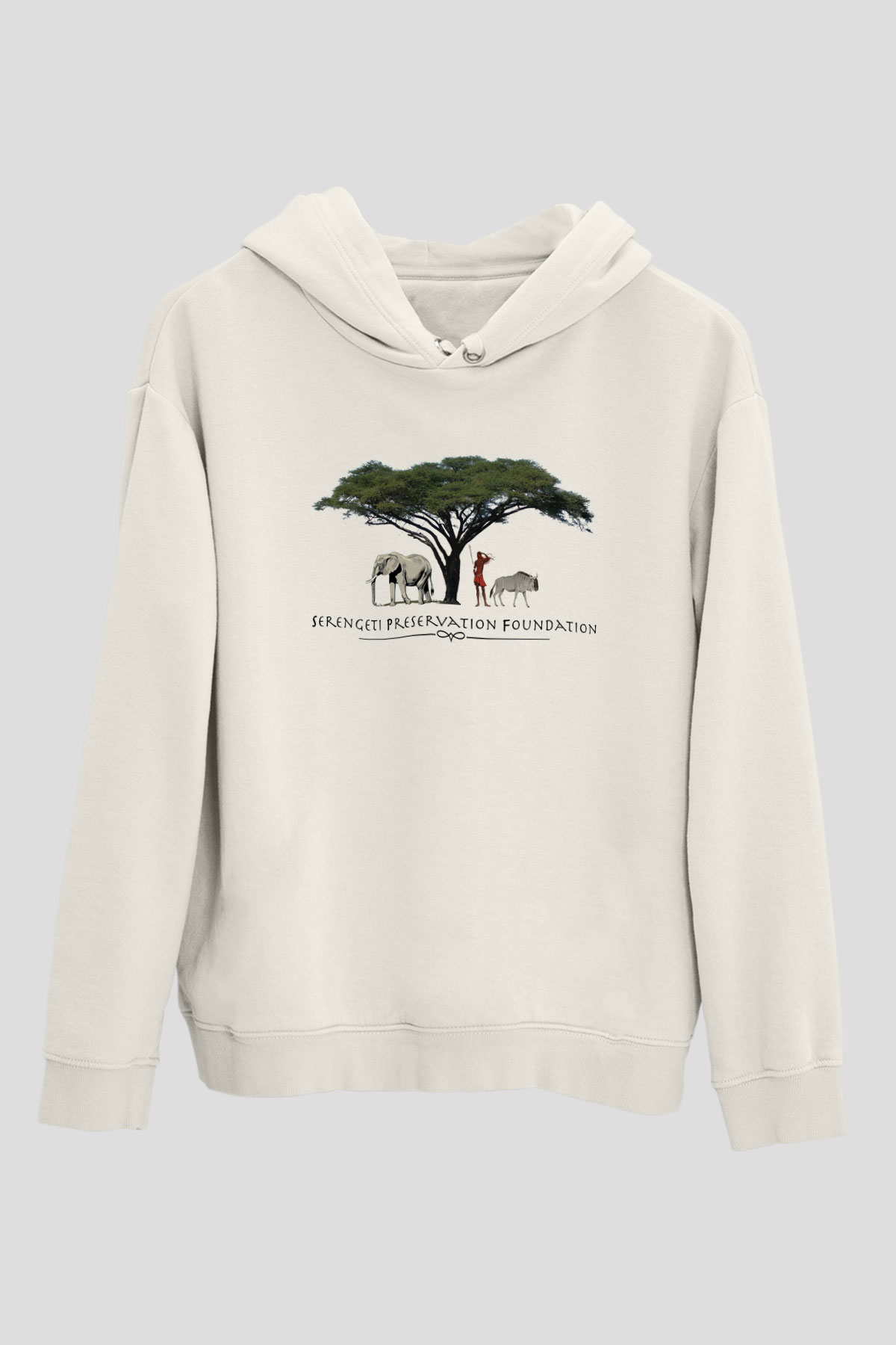 Serengeti Milli Park Beyaz Unisex Kapşonlu Sweatshirt