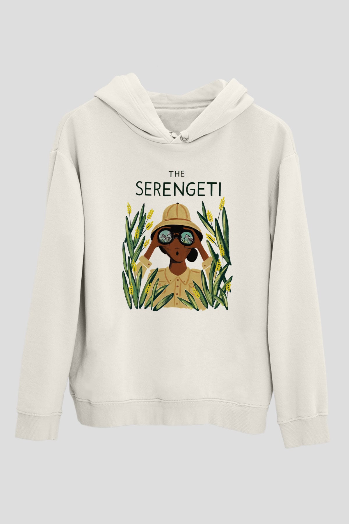Serengeti Milli Park Beyaz Unisex Kapşonlu Sweatshirt