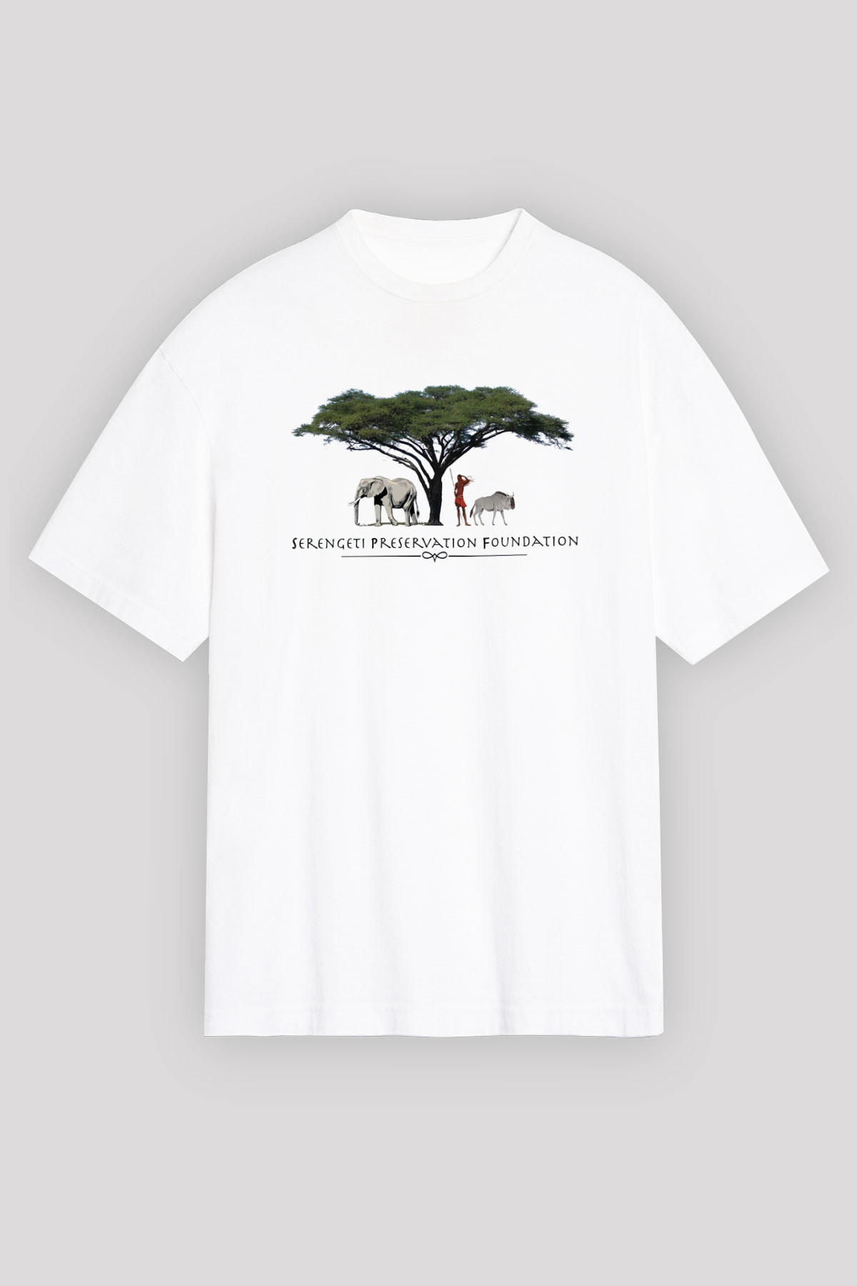 Serengeti Milli Park Beyaz Unisex Oversize Tişört T-Shirt
