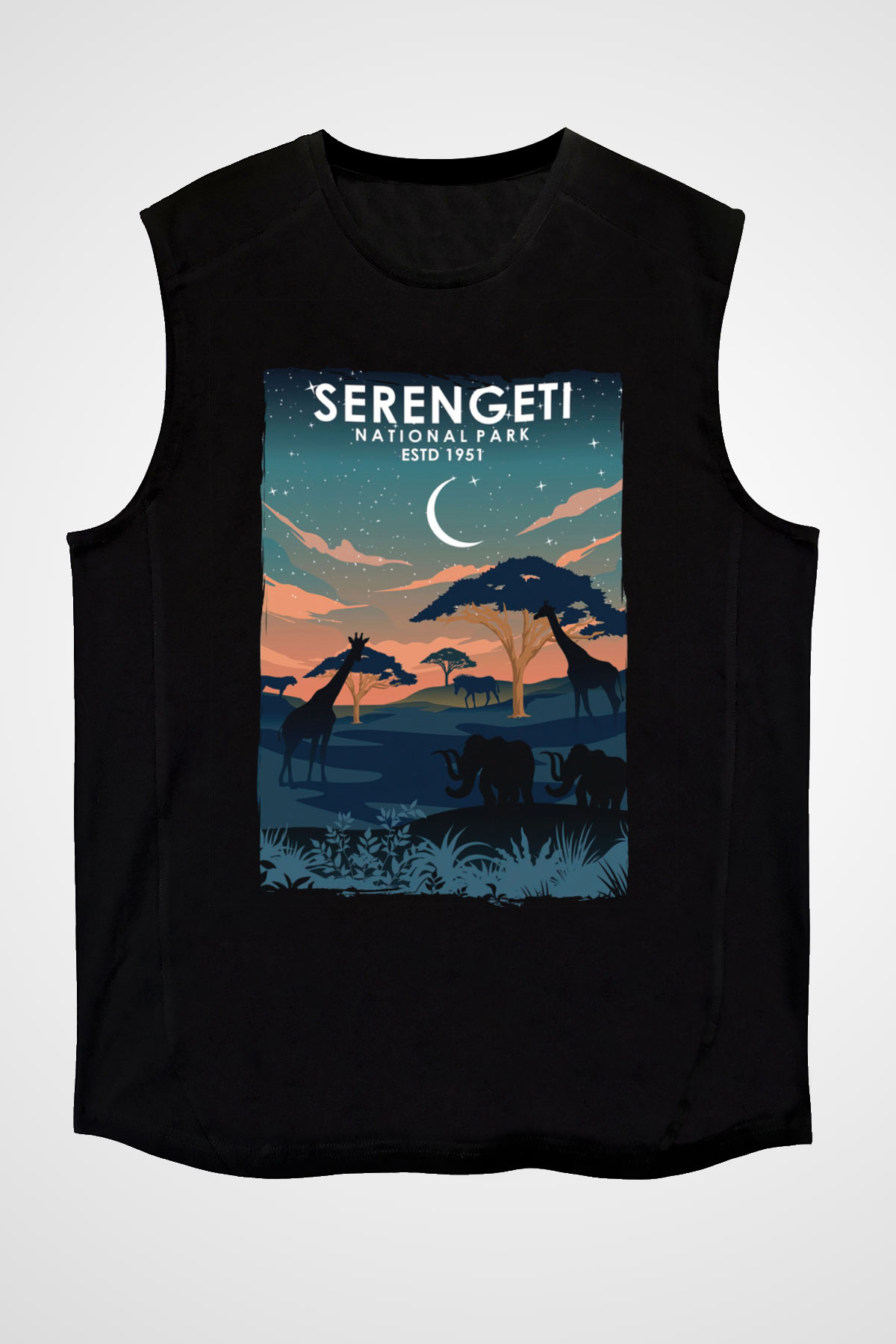 Serengeti Milli Park Siyah Unisex Kolsuz Tişört