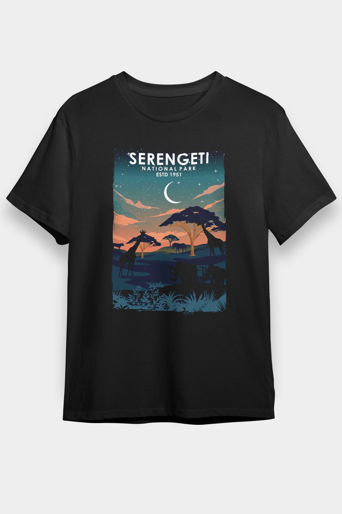 Serengeti Milli Park Siyah Unisex Tişört T-Shirt - TişörtFabrikası