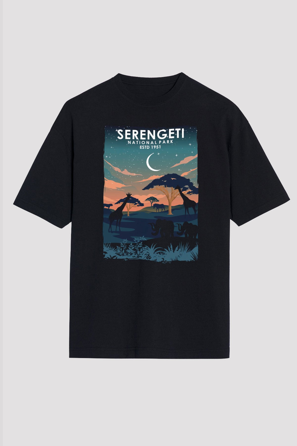 Serengeti Milli Park Siyah Unisex Tişört T-Shirt - TişörtFabrikası