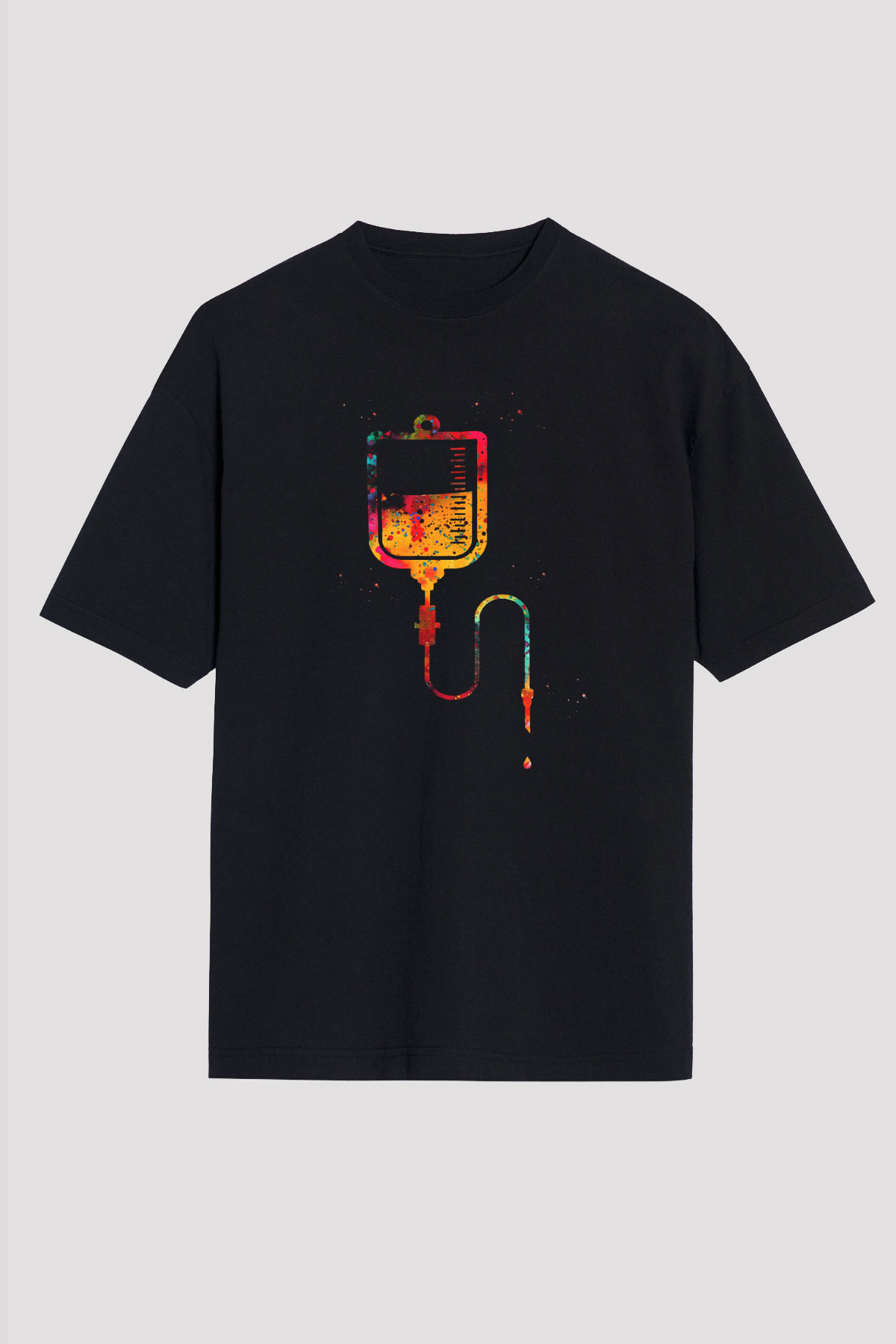 Serum Renkli Baskılı Unisex Oversize Tişört - Tshirt