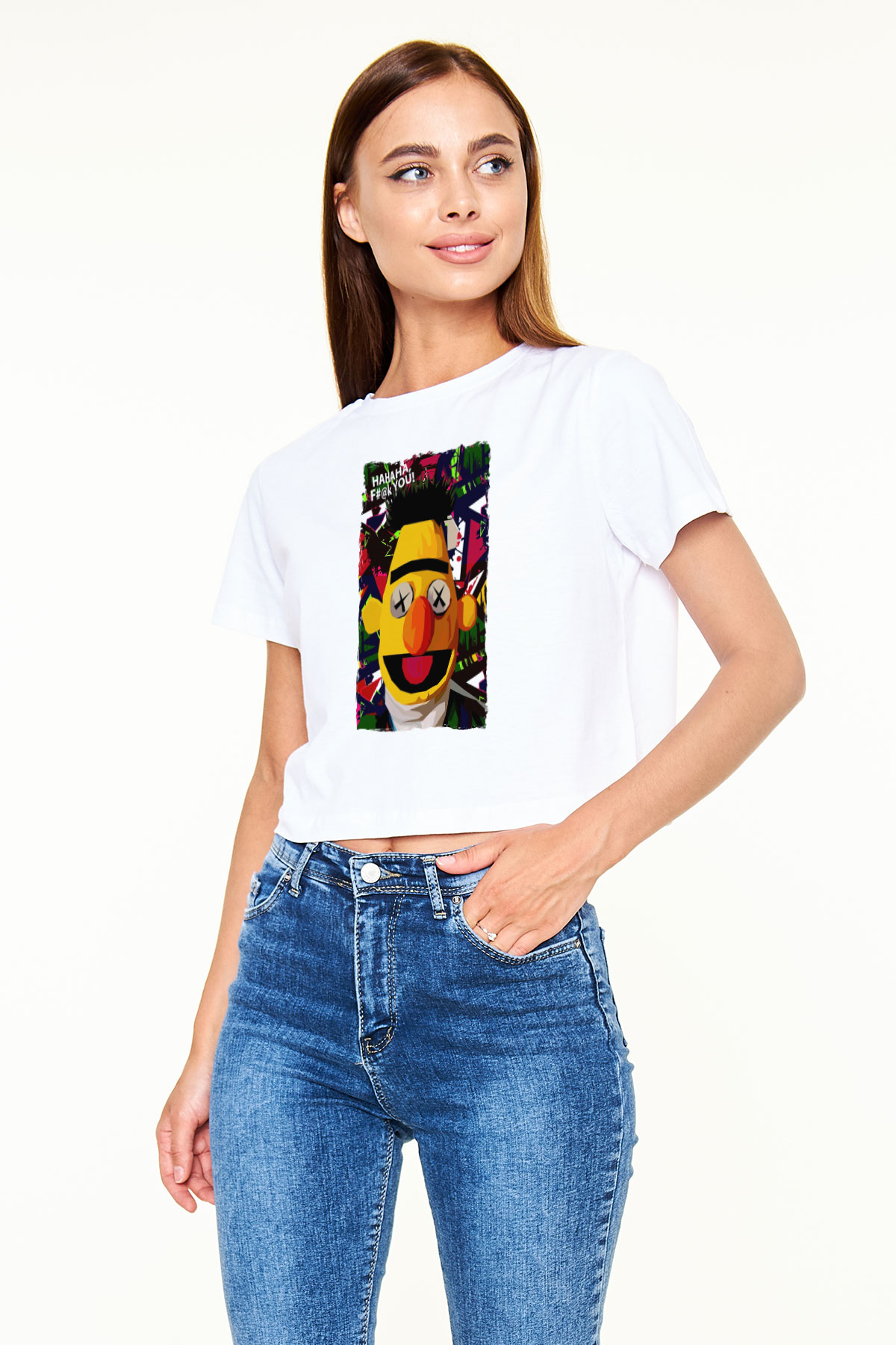 Sesame Street Susam Sokağı Beyaz   Crop Top Tişört
