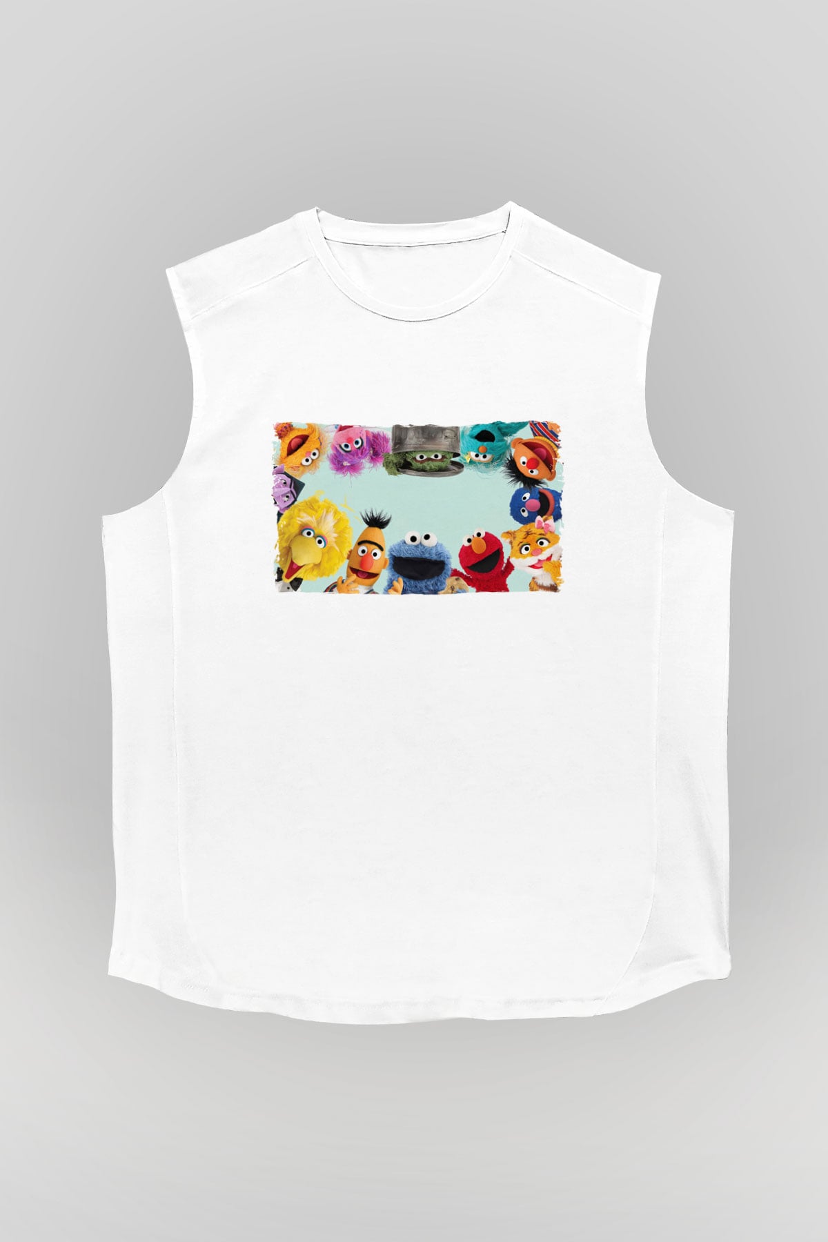 Sesame Street Susam Sokağı Beyaz Unisex  Kolsuz Tişört