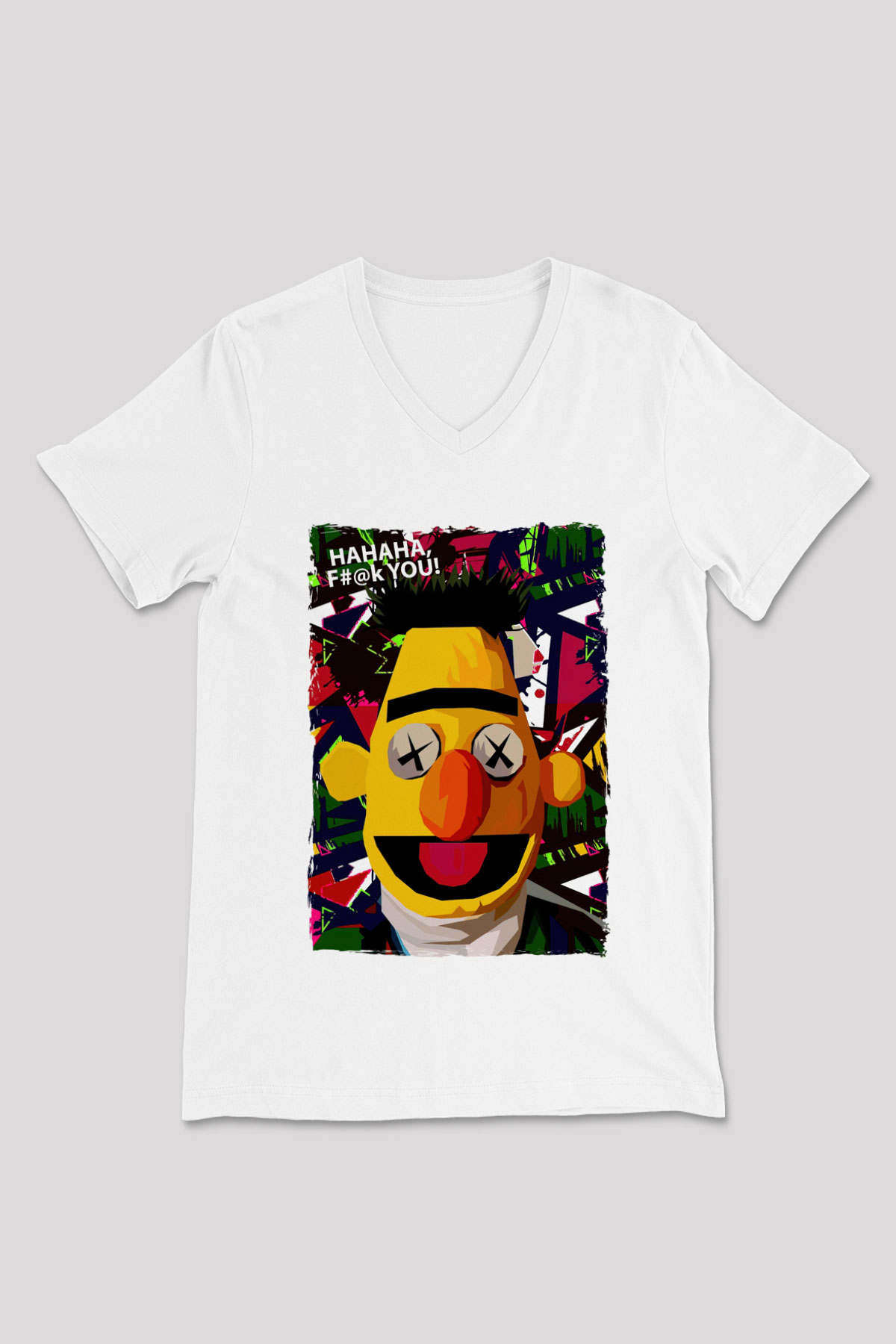 Sesame Street Susam Sokağı Beyaz Unisex  V Yaka Tişört
