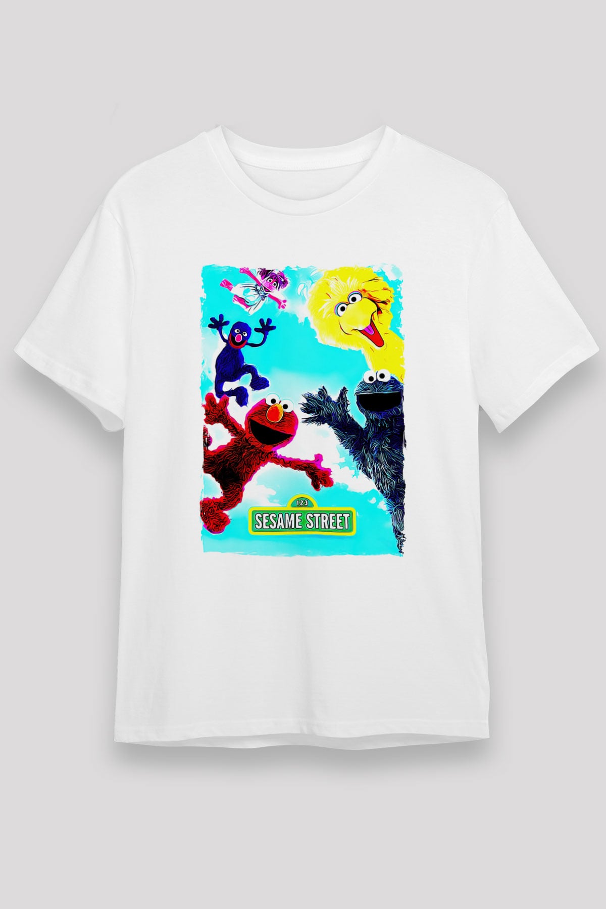 Sesame Street Susam Sokağı Beyaz Unisex Tişört