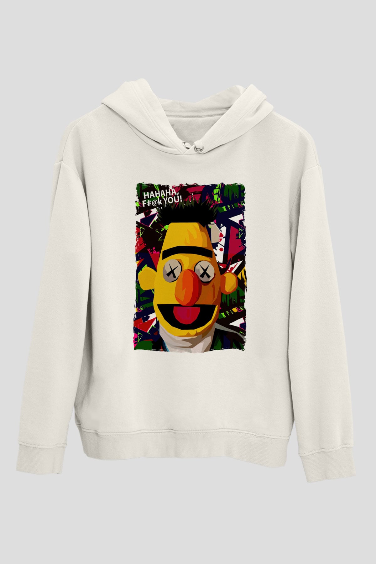 Sesame Street Susam Sokağı Beyaz Unisex Hoodie