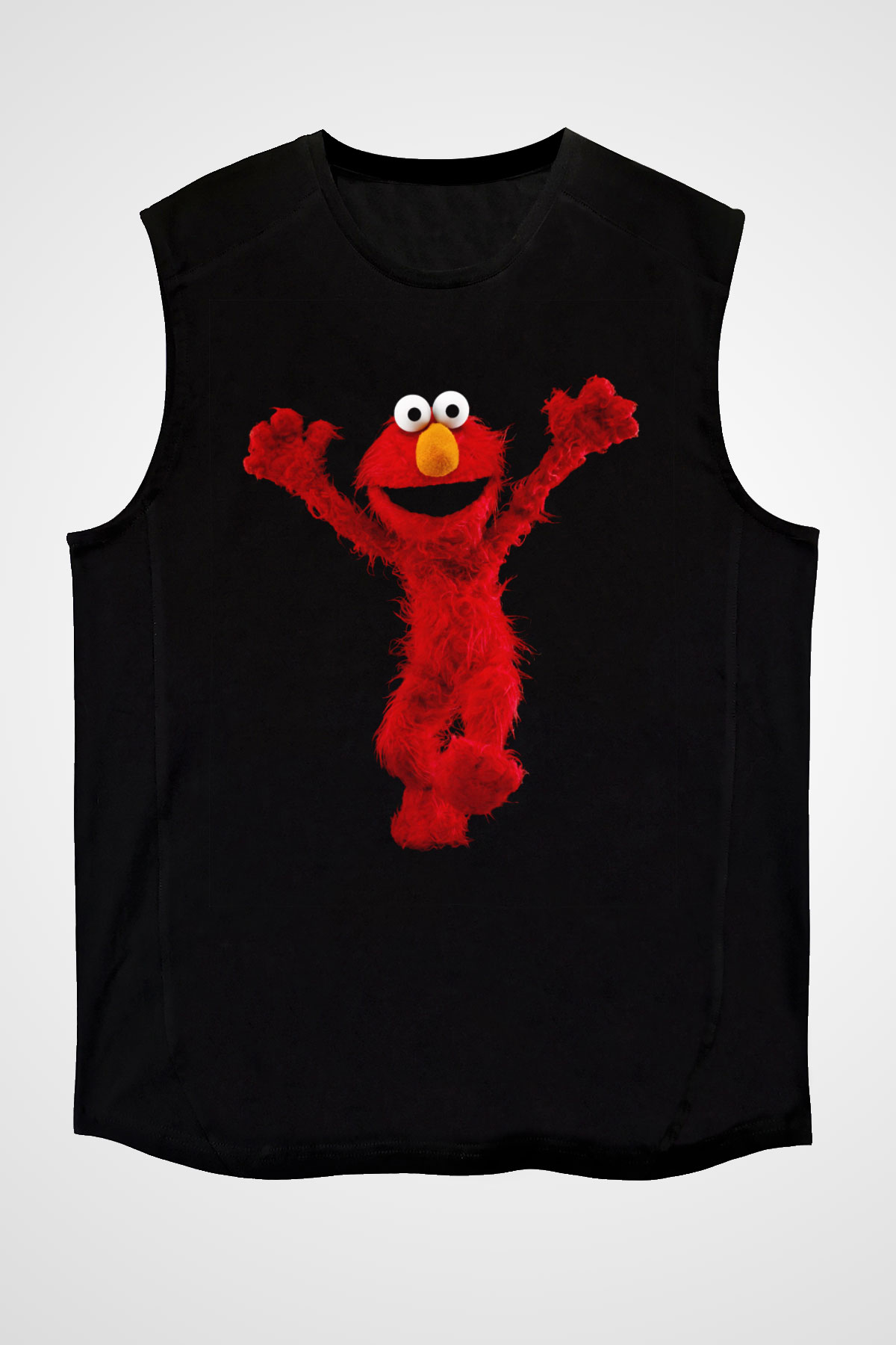 Sesame Street Susam Sokağı Siyah Unisex  Kolsuz Tişört