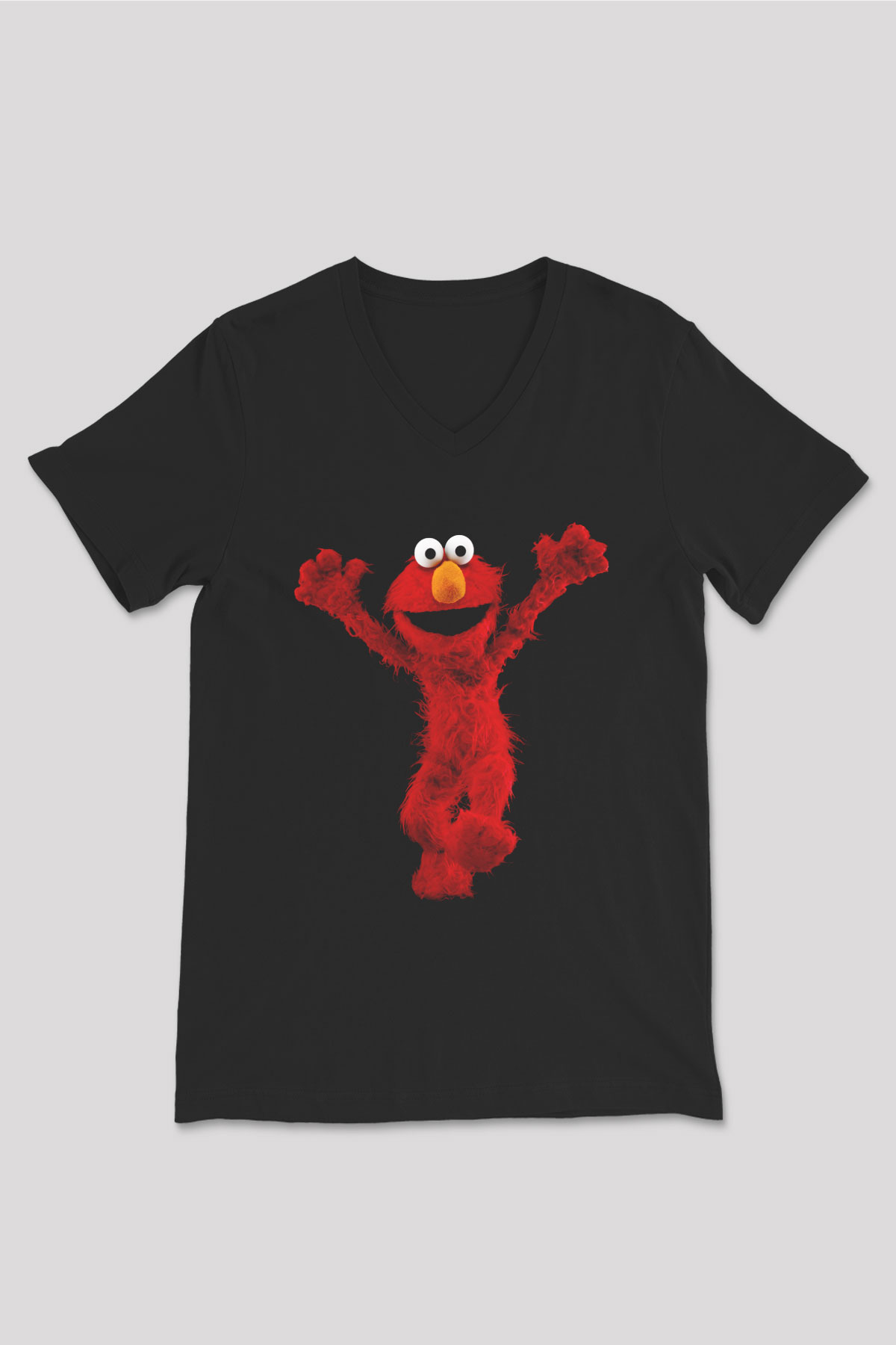 Sesame Street Susam Sokağı Siyah Unisex  V Yaka Tişört