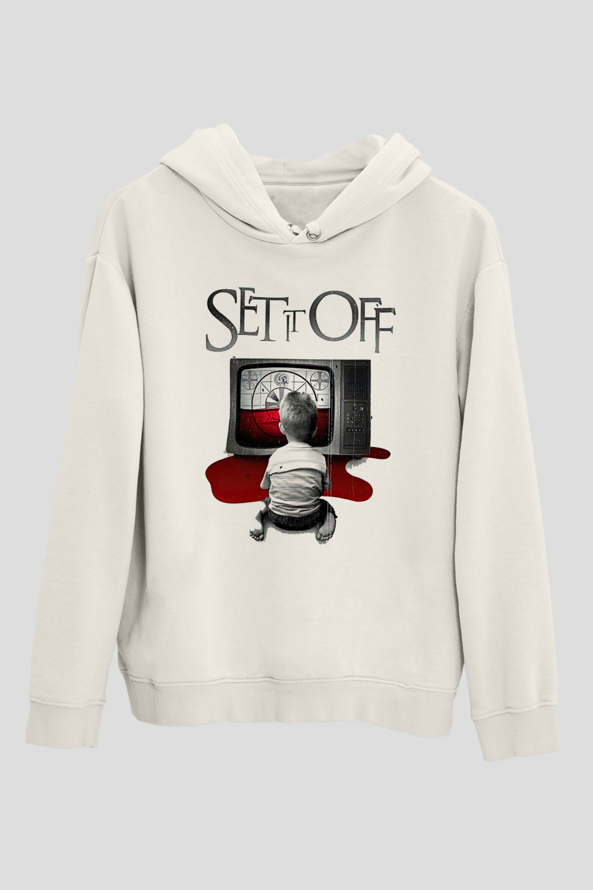 Set it off  Baskılı Beyaz Unisex Kapüşonlu Sweatshirt