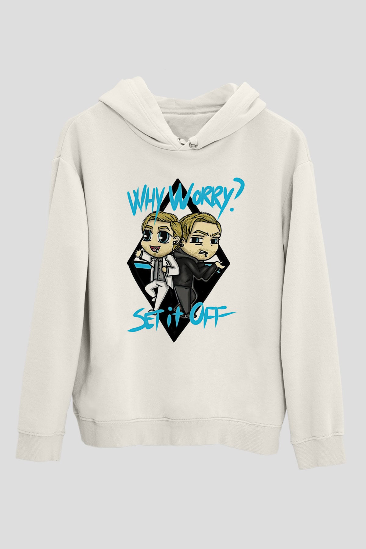 Set it off  Baskılı Beyaz Unisex Kapüşonlu Sweatshirt