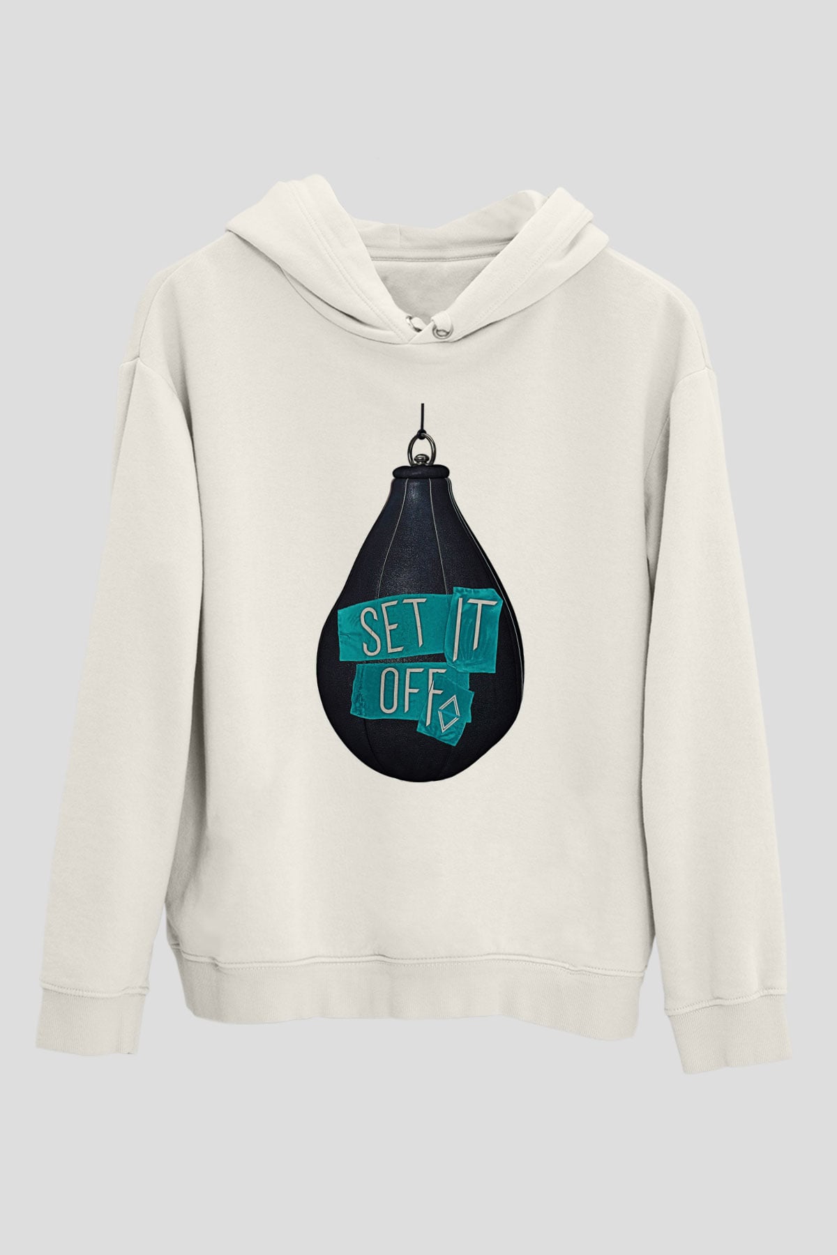 Set it off  Baskılı Beyaz Unisex Kapüşonlu Sweatshirt