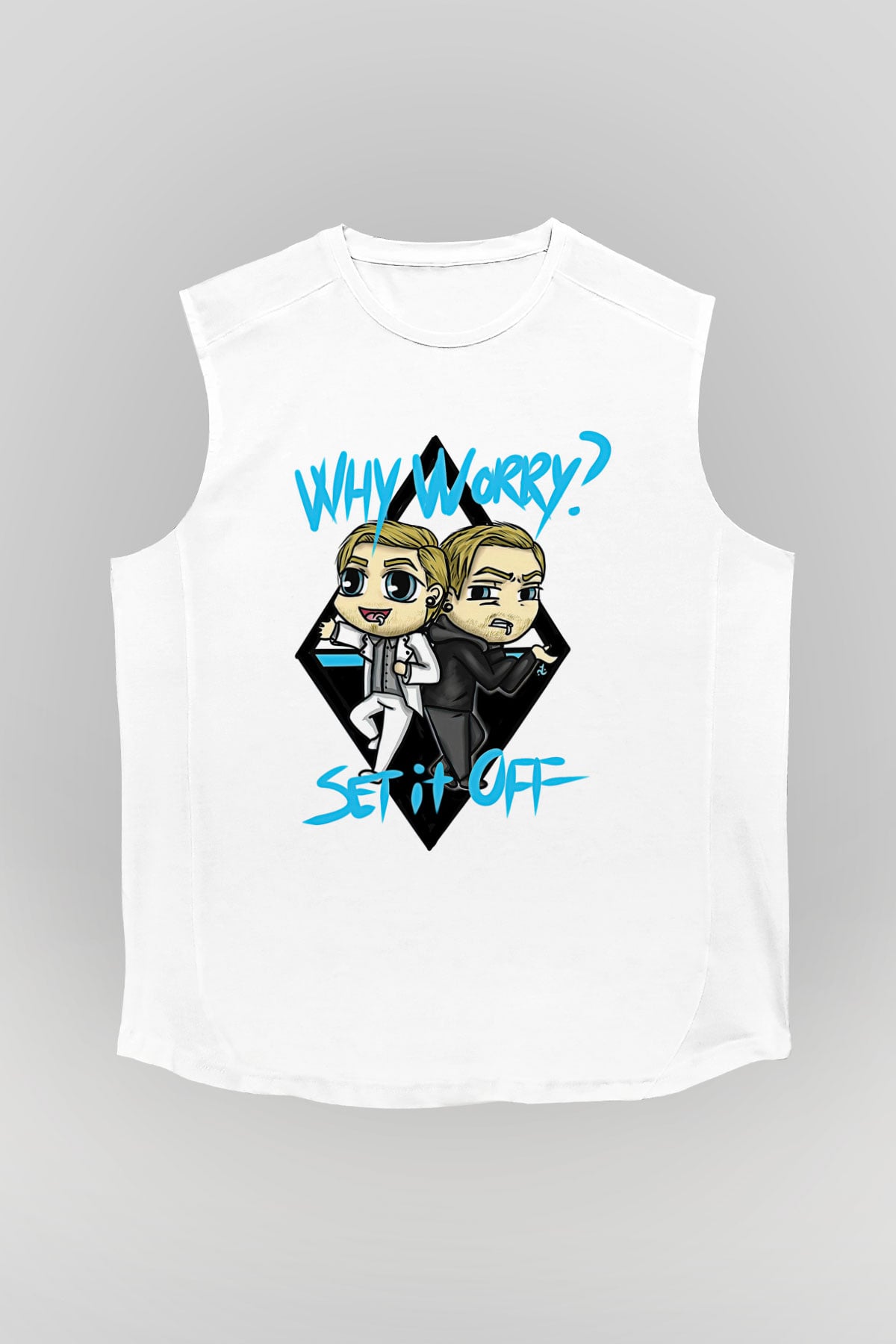 Set it off  Baskılı Beyaz Unisex Kolsuz Tişört - Tshirt