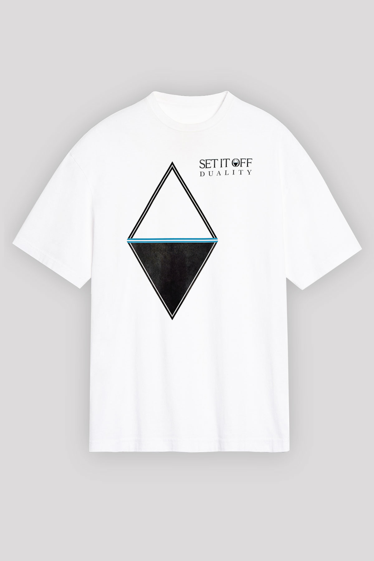 Set it off  Baskılı Beyaz Unisex Oversize Tişört - Tshirt